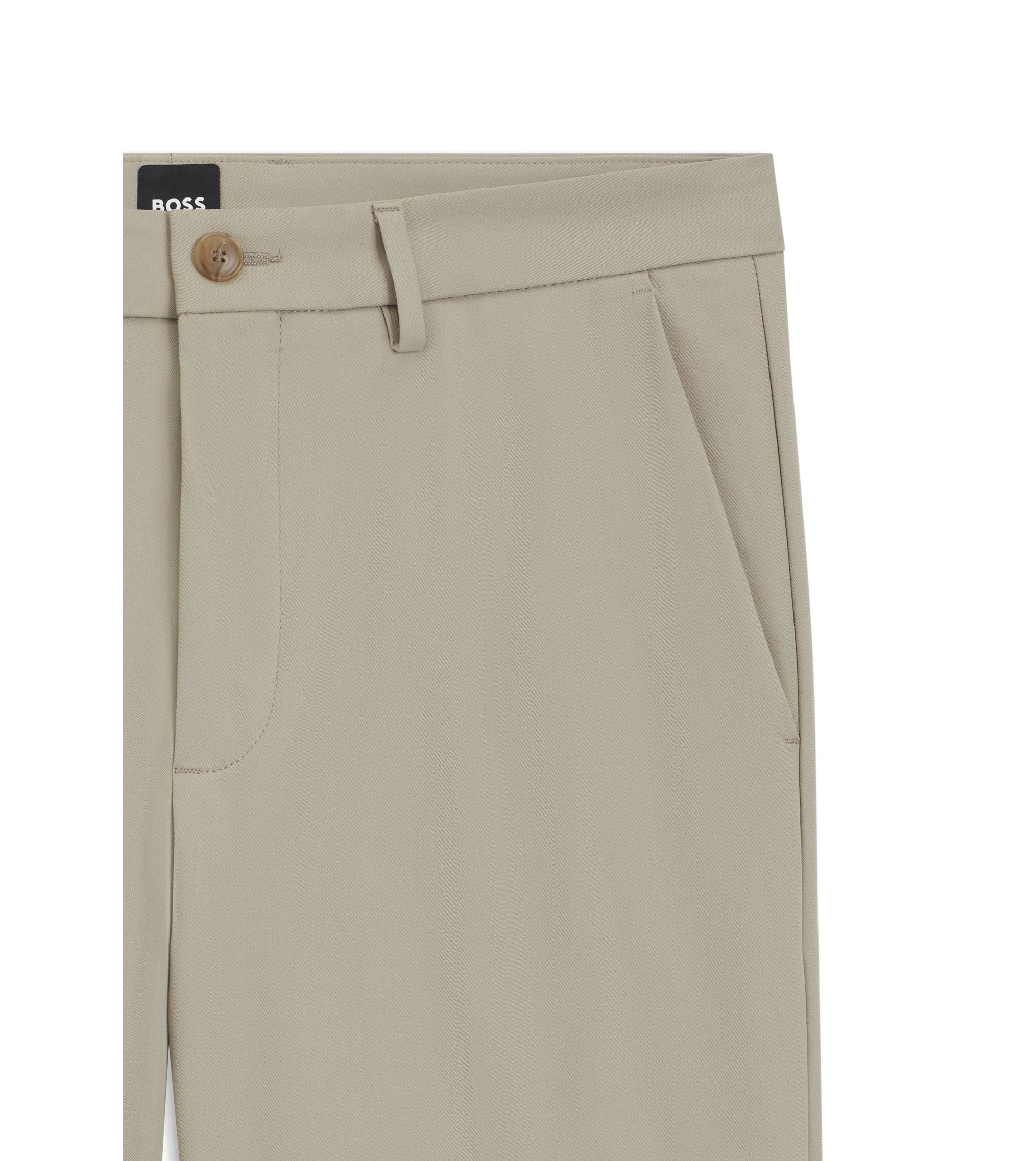 Boss Slim Fit Pants In A Stretch Cotton Blend Light Beige