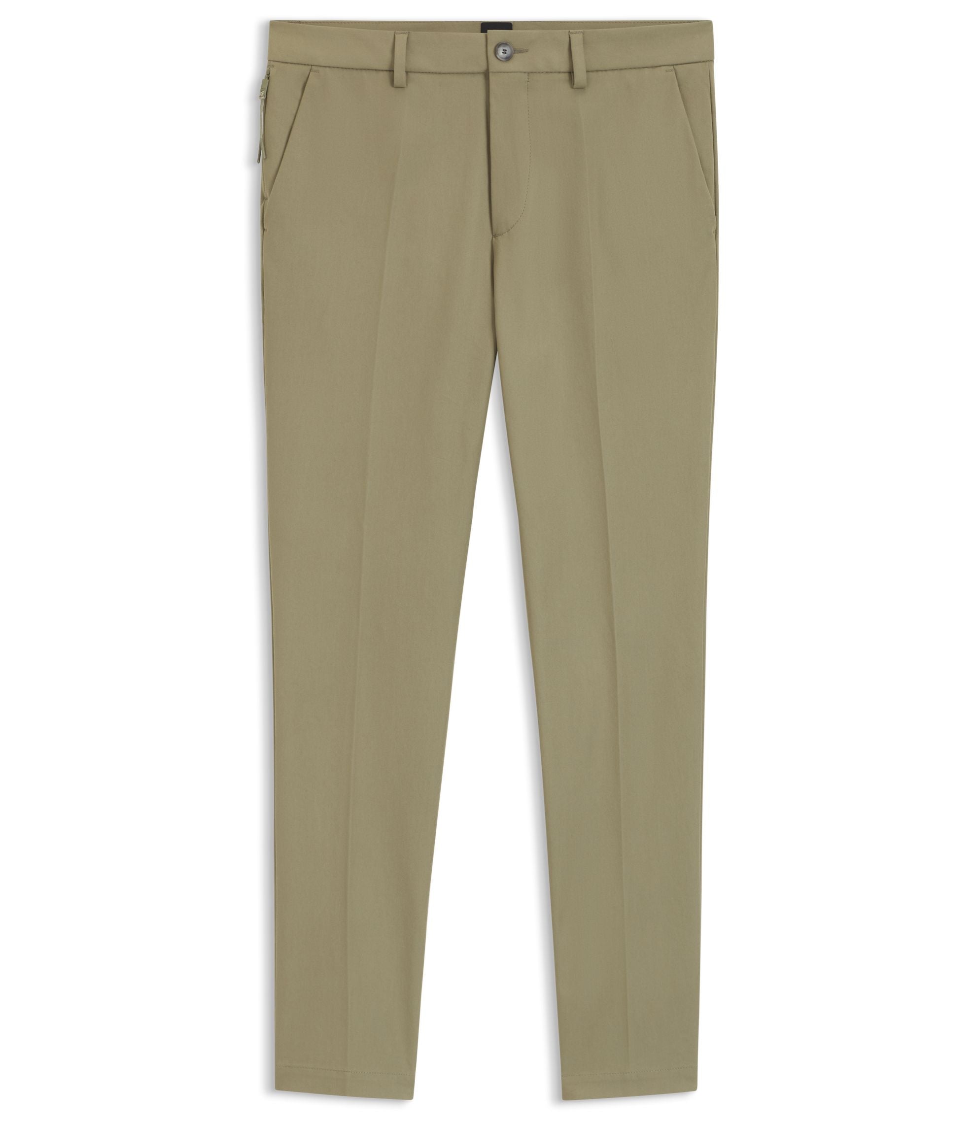 Boss Slim Fit Pants In A Stretch Cotton Blend Light Green