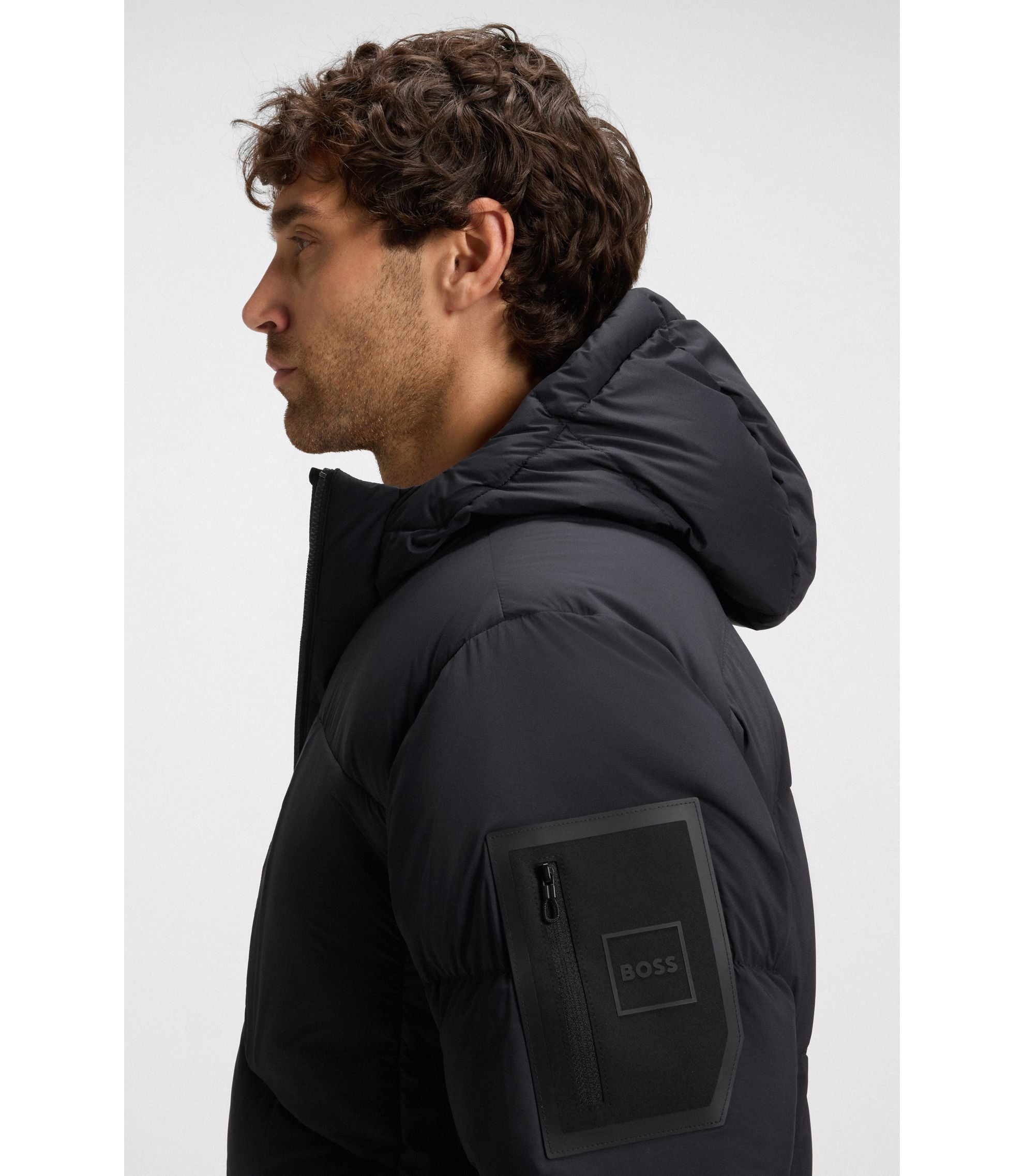 Boss Down Filled Parka Jacket With Water Repellent Finish Dark Blue