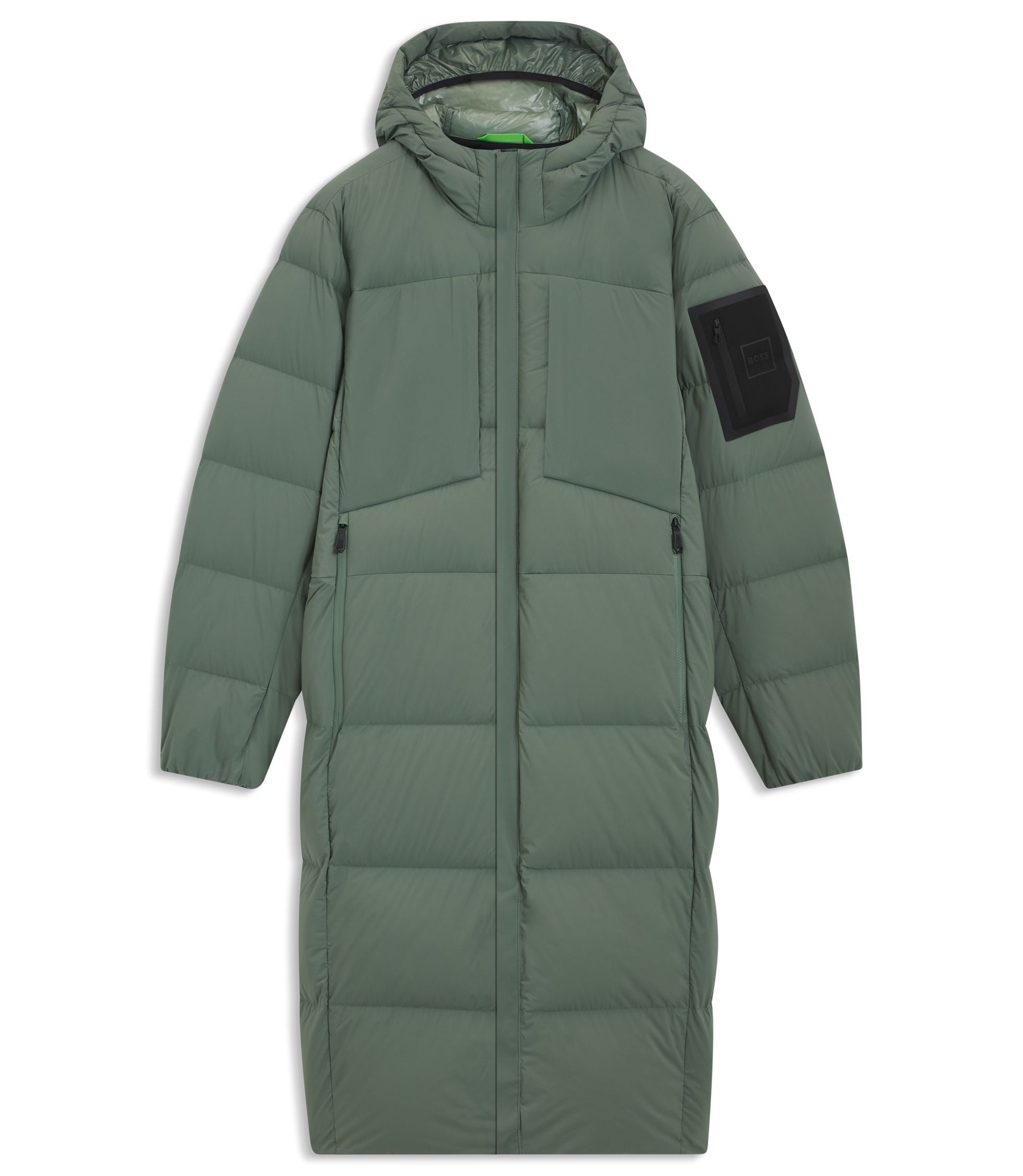 Boss Down Filled Long Jacket With Water Repellent Finish Light Green