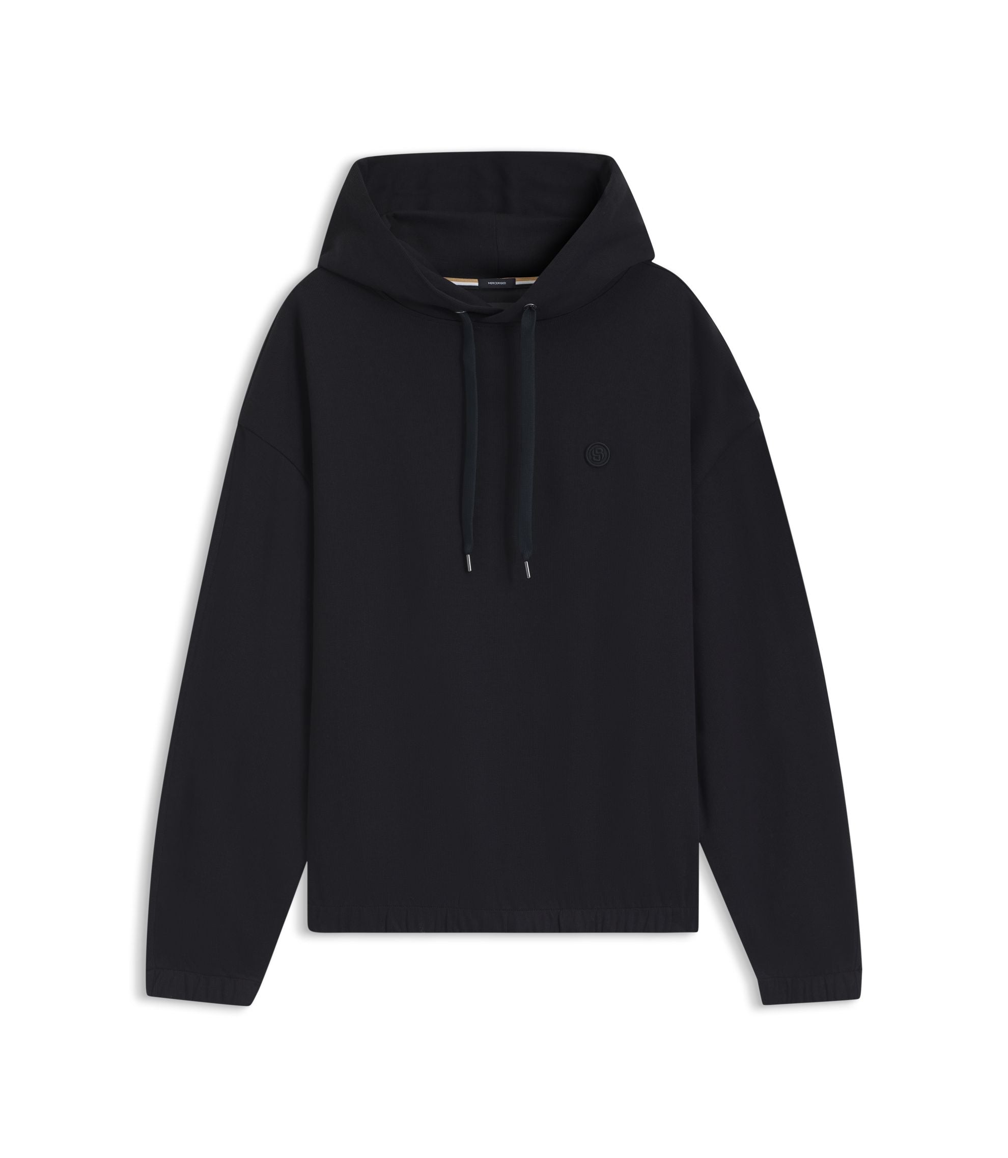 Boss Mercerised Cotton Hoodie In A Relaxed Fit Black