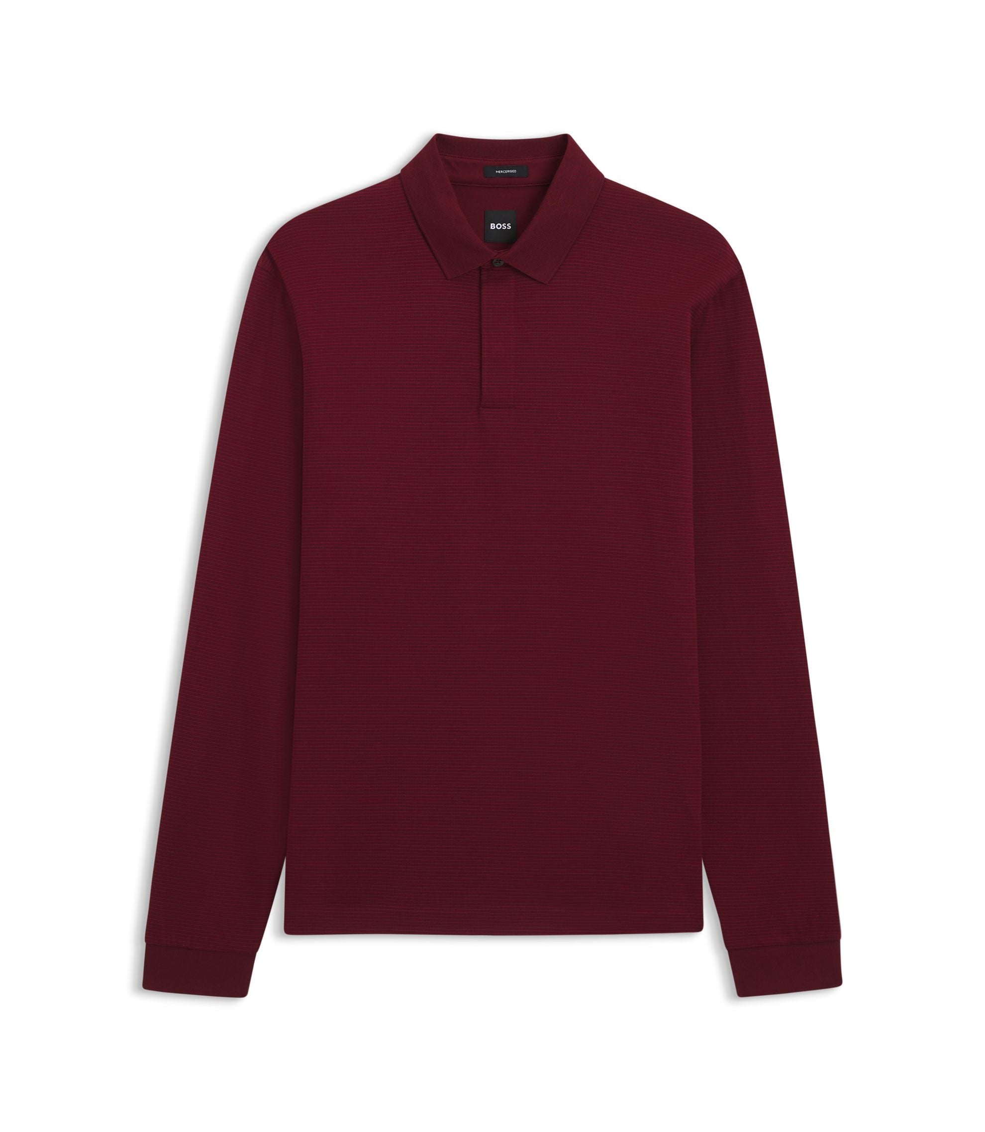 Boss Mercerised Cotton Polo Shirt With Plain Collar Dark Red