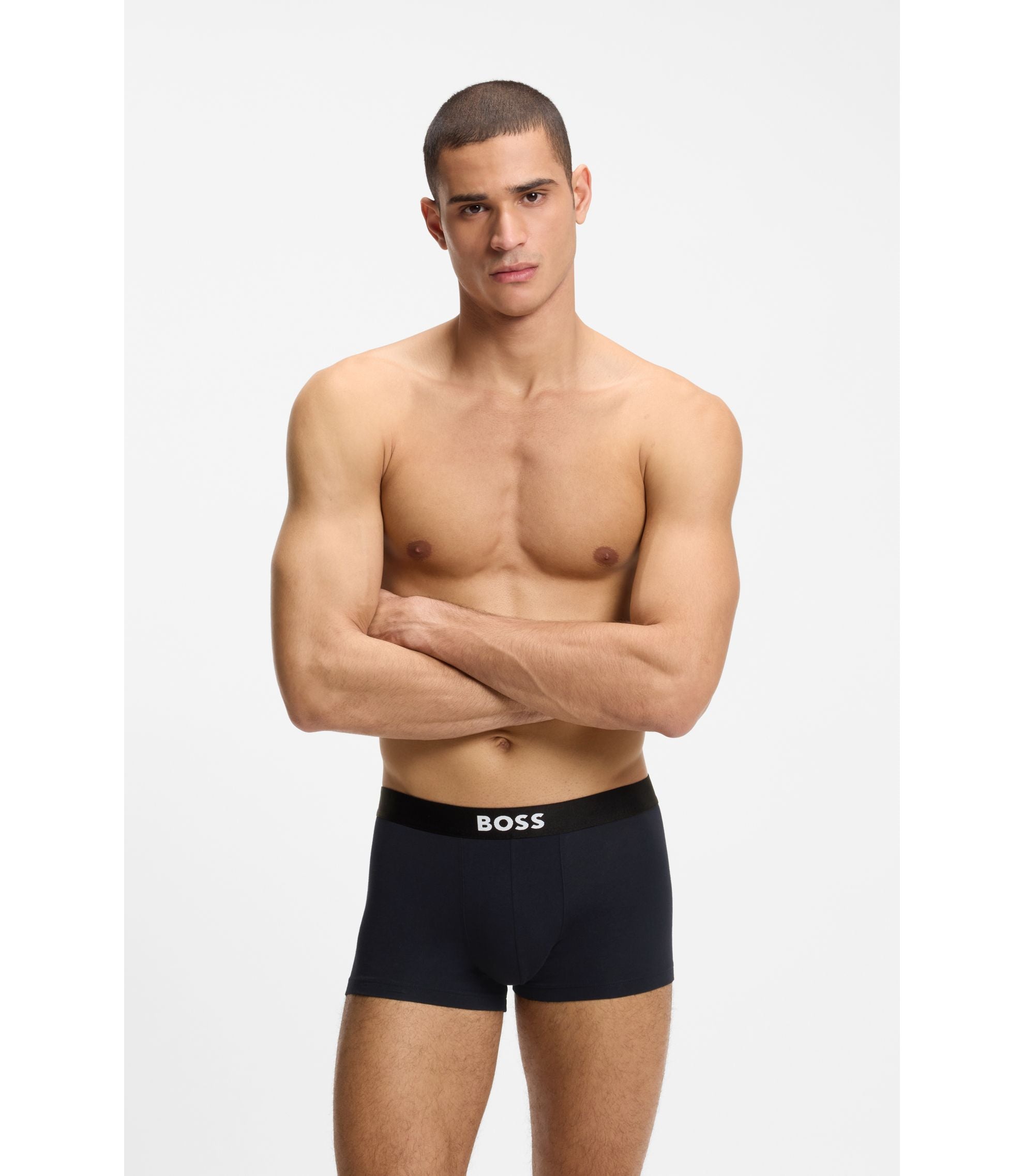 Boss Three Pack Of Stretch Cotton Trunks Light Blue