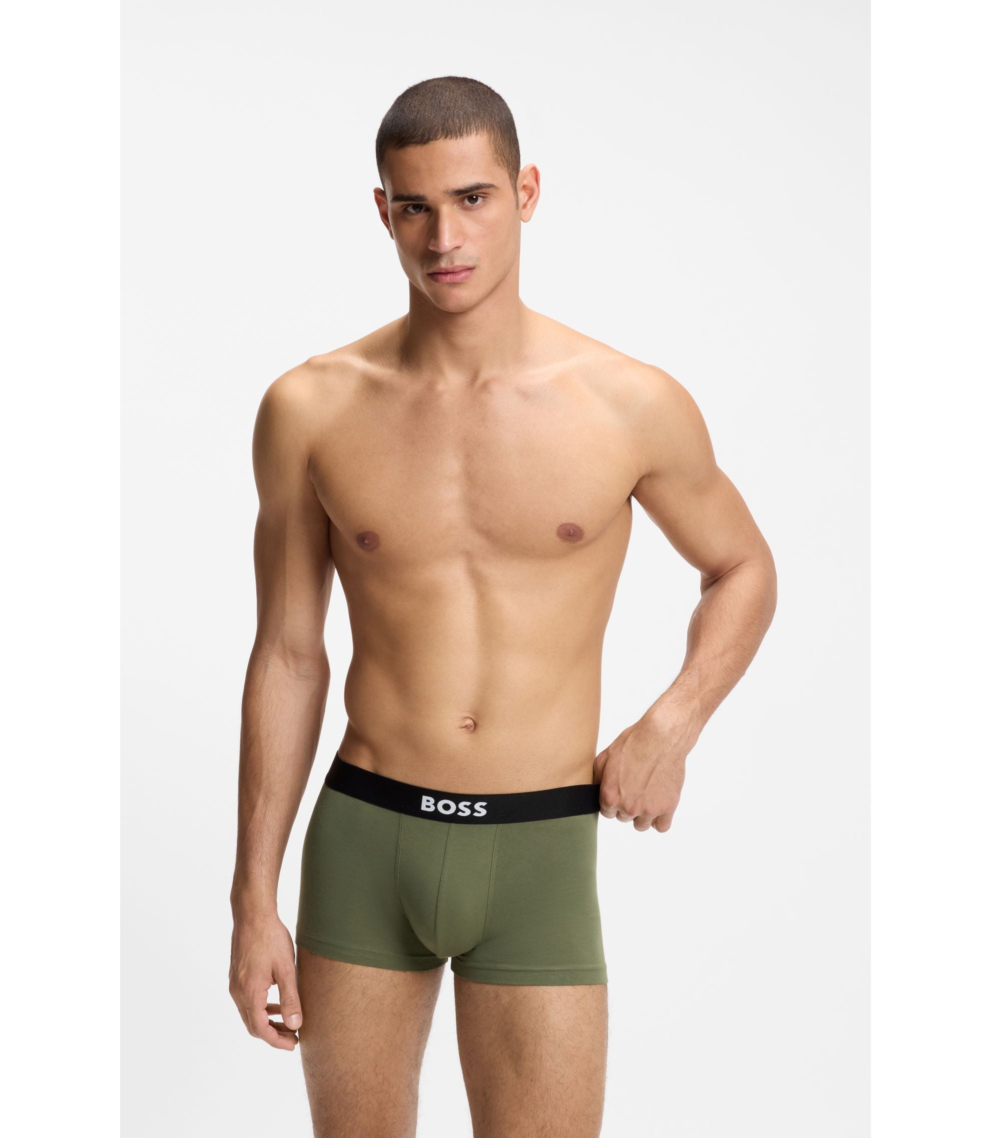 Boss Three Pack Of Stretch Cotton Trunks Light Blue