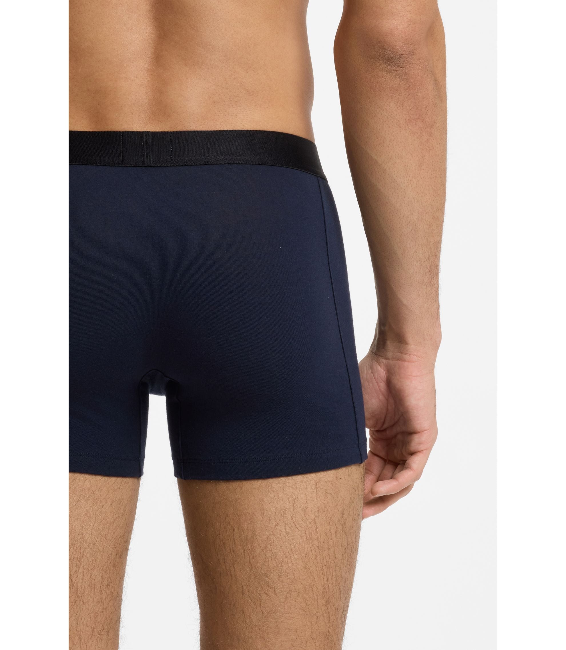 Boss Three Pack Of Boxer Briefs In Stretch Cotton Light Blue