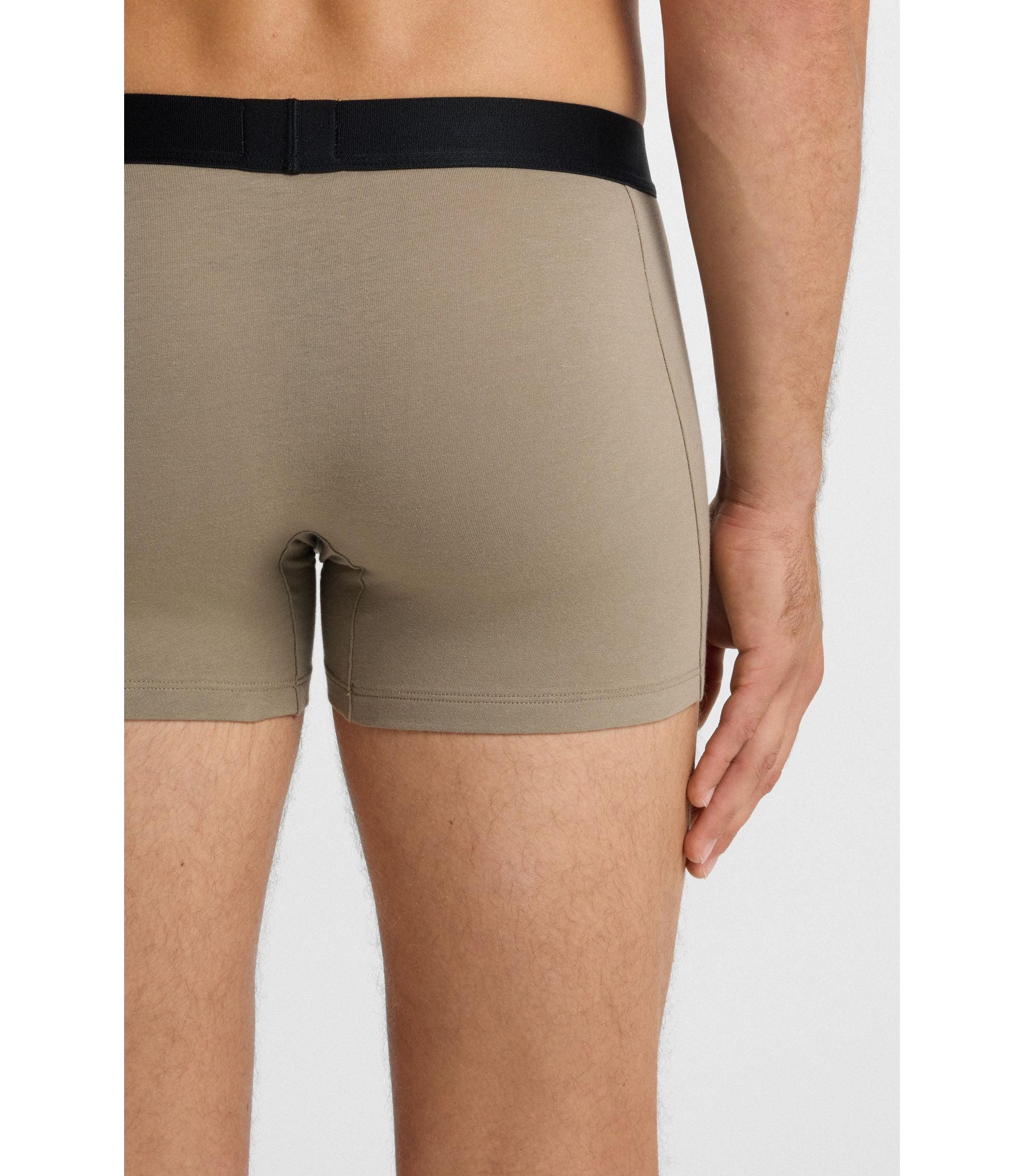 Boss Three Pack Of Boxer Briefs In Stretch Cotton Patterned