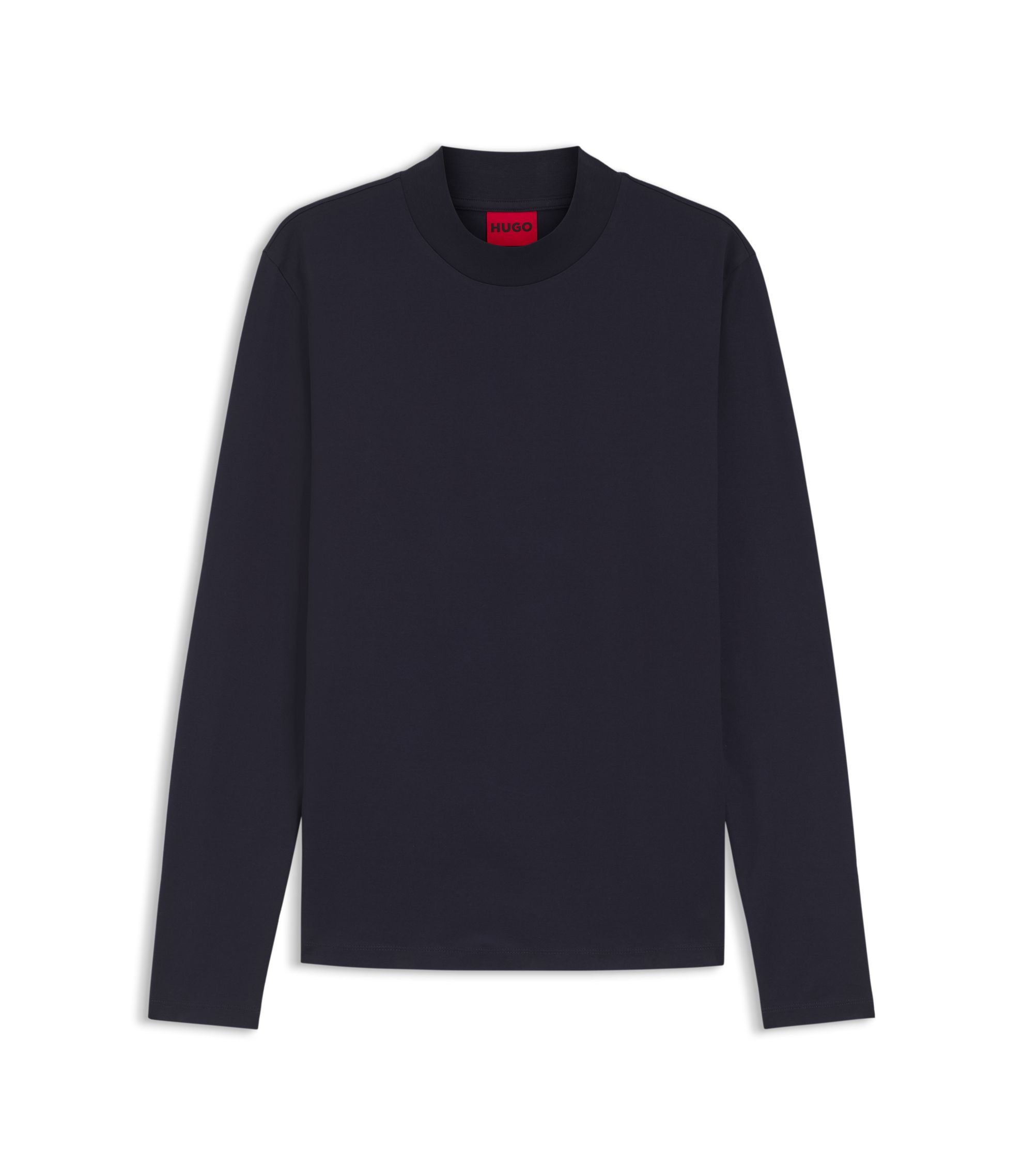 Hugo Slim Fit T Shirt In Mercerised Cotton Dark Blue