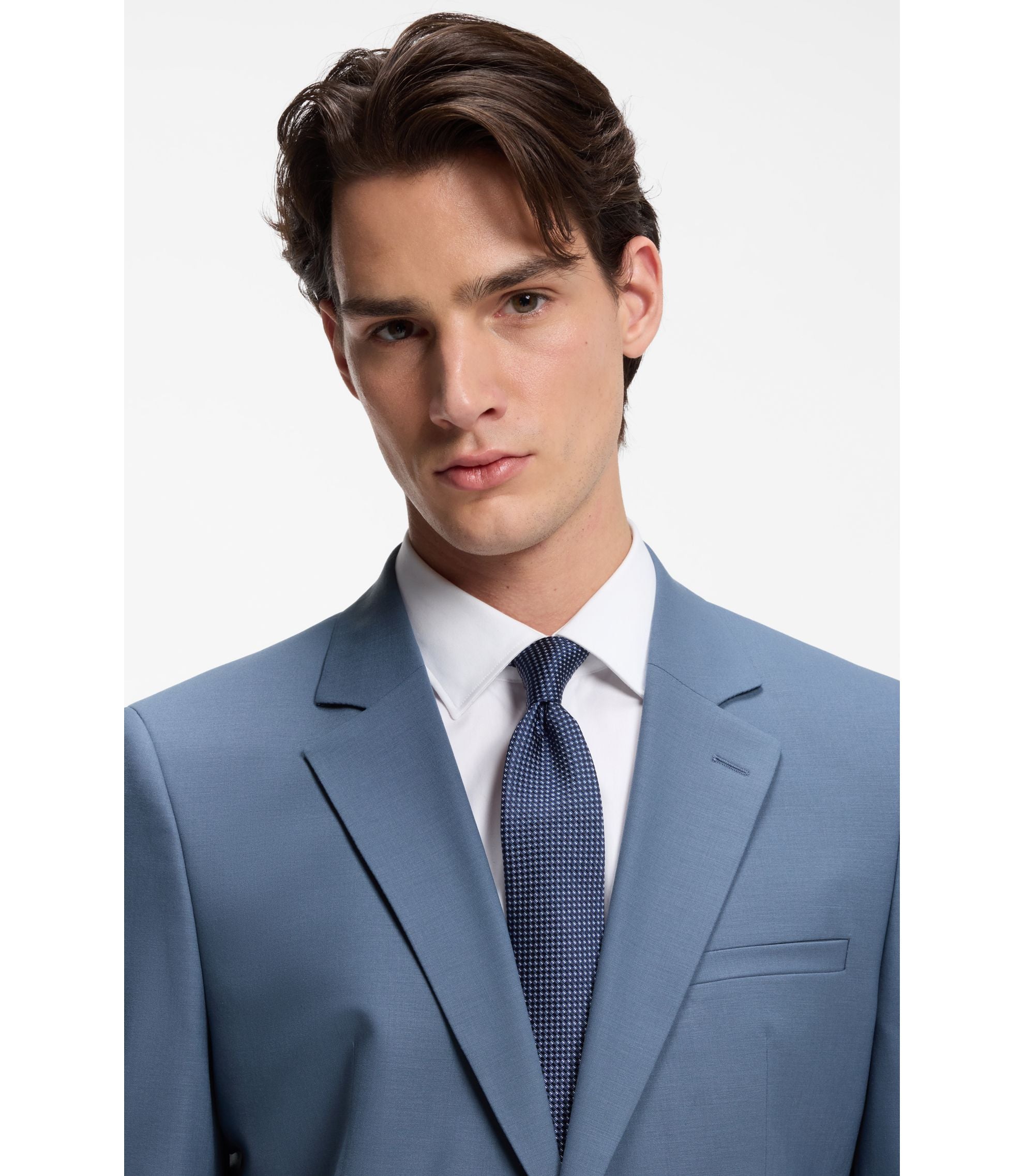 Hugo Two Piece Extra Slim Fit Suit In Wool Blend Poplin Light Blue
