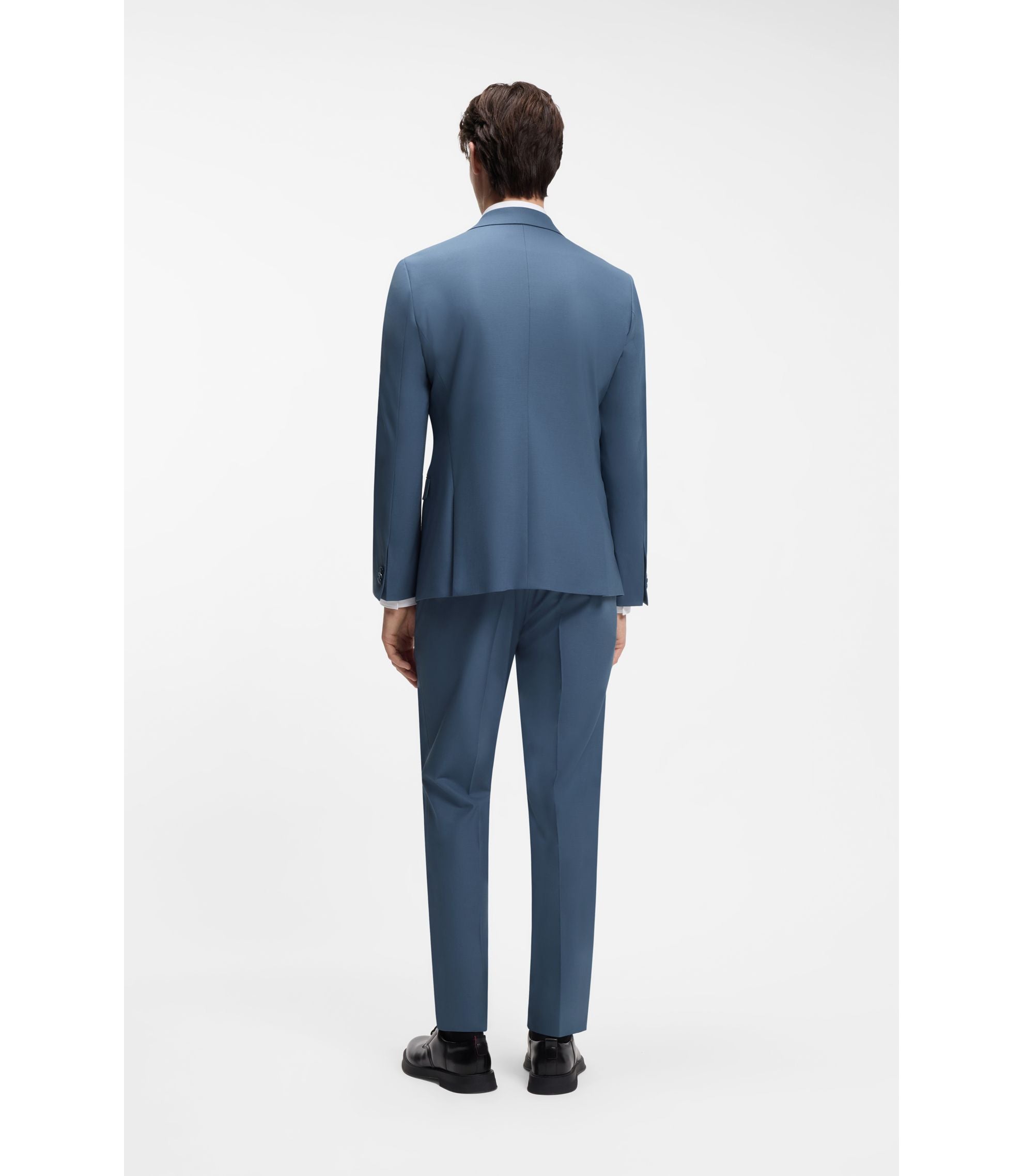Hugo Two Piece Extra Slim Fit Suit In Wool Blend Poplin Light Blue