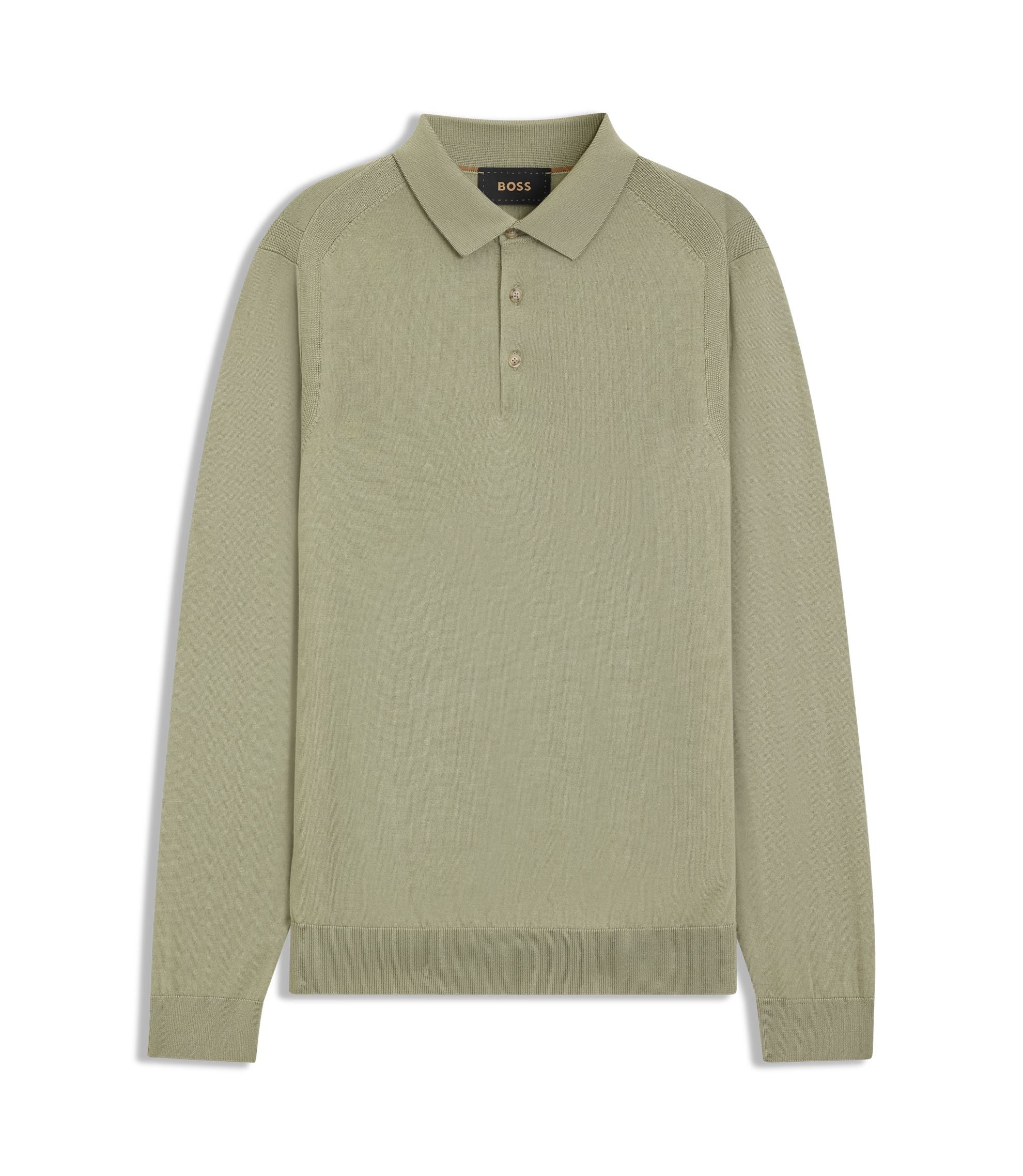 Boss Polo Sweater In Wool Silk And Cashmere Light Green
