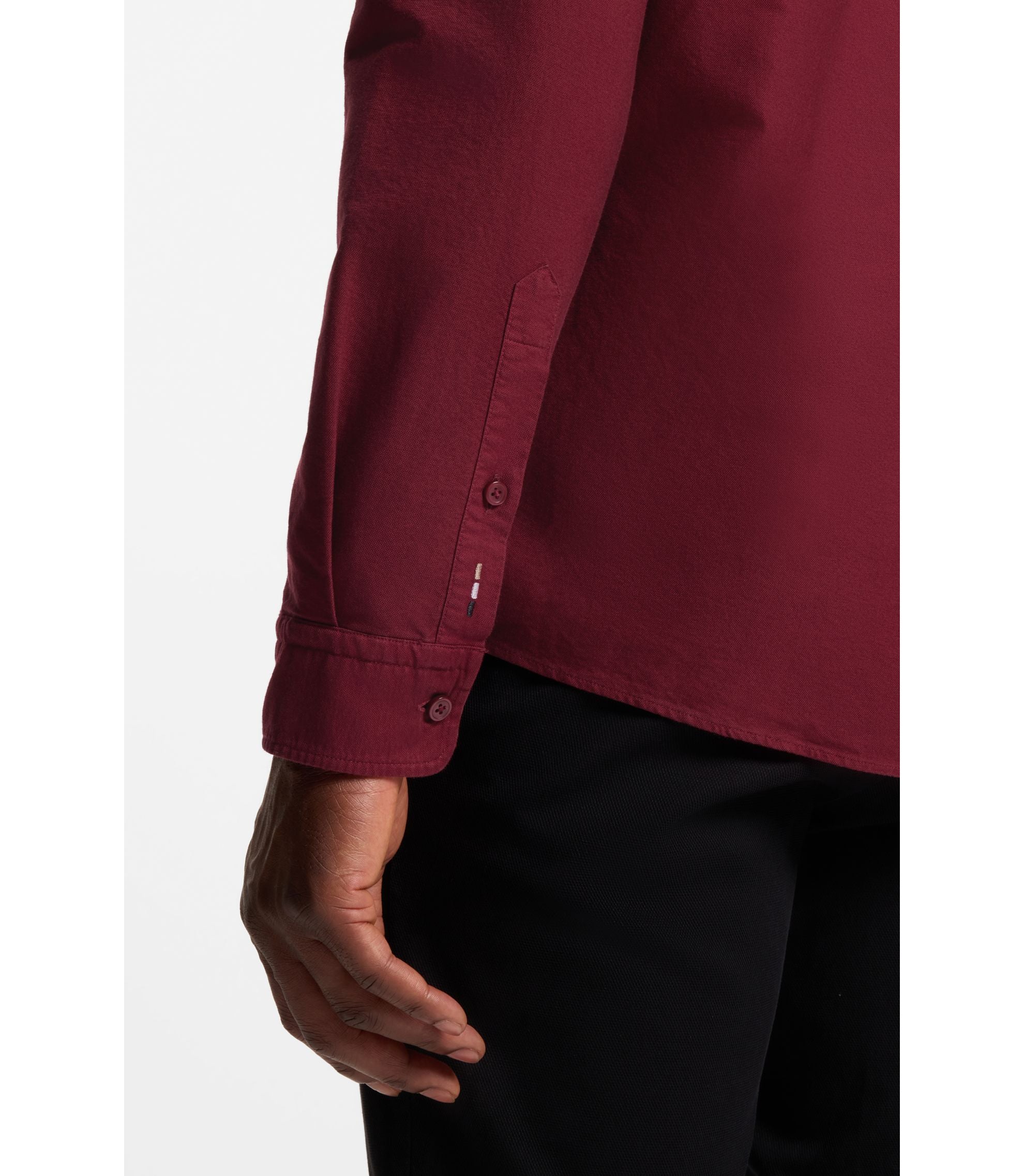 Boss Slim Fit Shirt In Oxford Cotton Dark Red