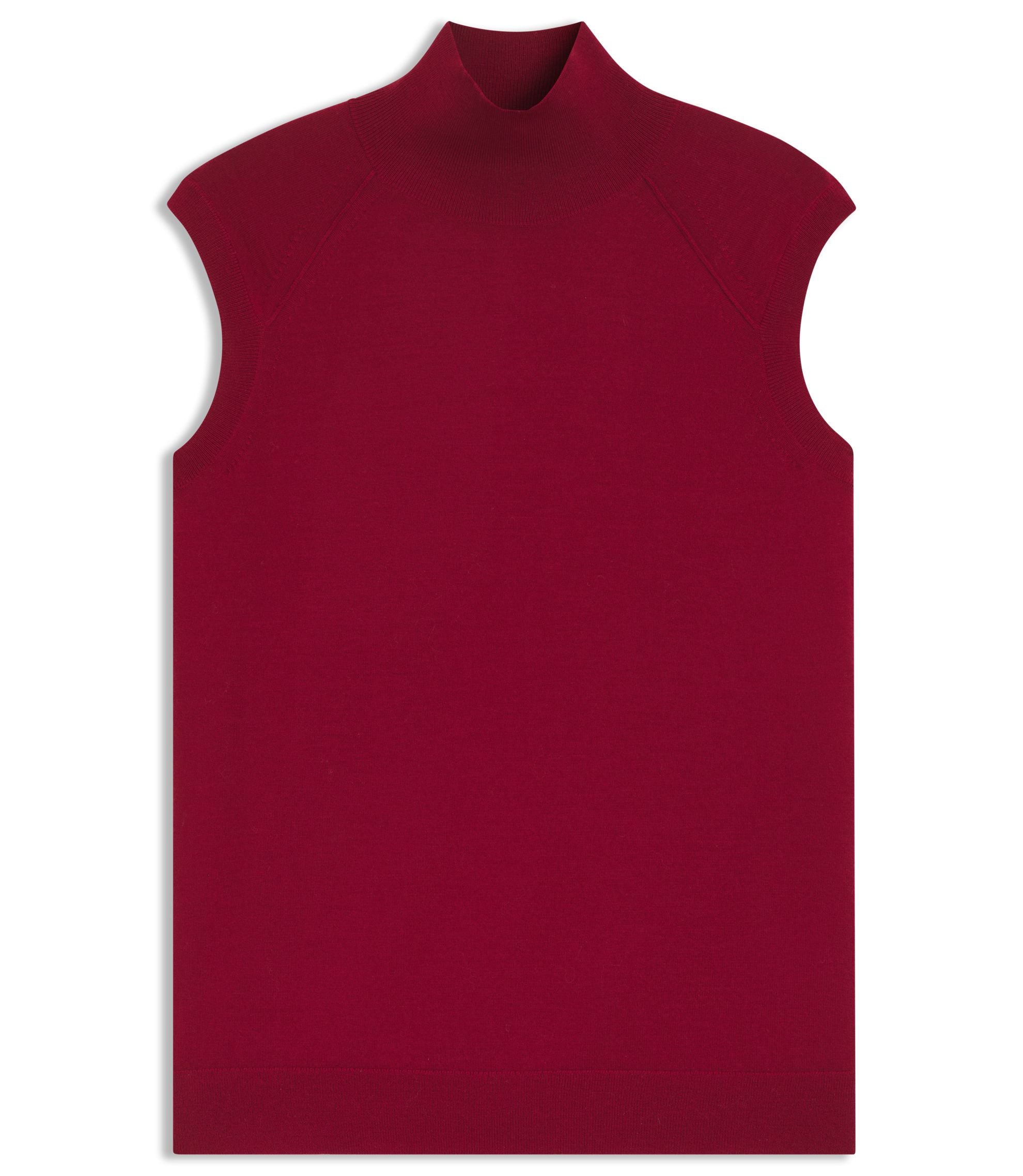 Boss Sleeveless Top In Merino Wool With Mock Neck Dark Red Women's
