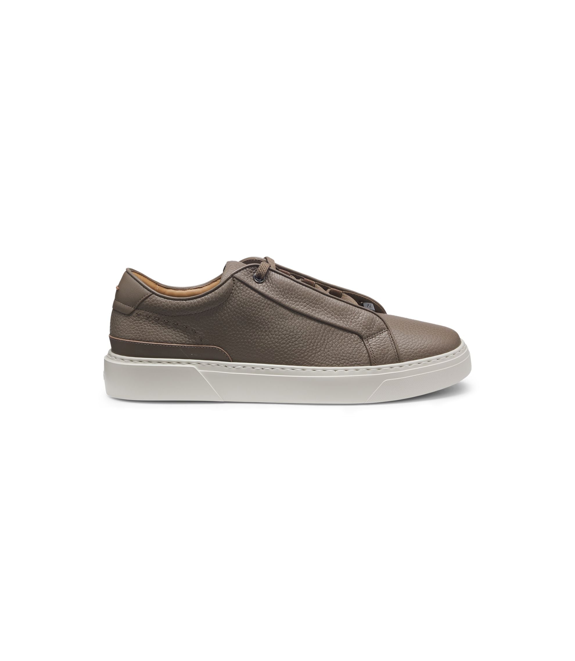 Boss Gary Trainers In Grained Leather Khaki Khaki