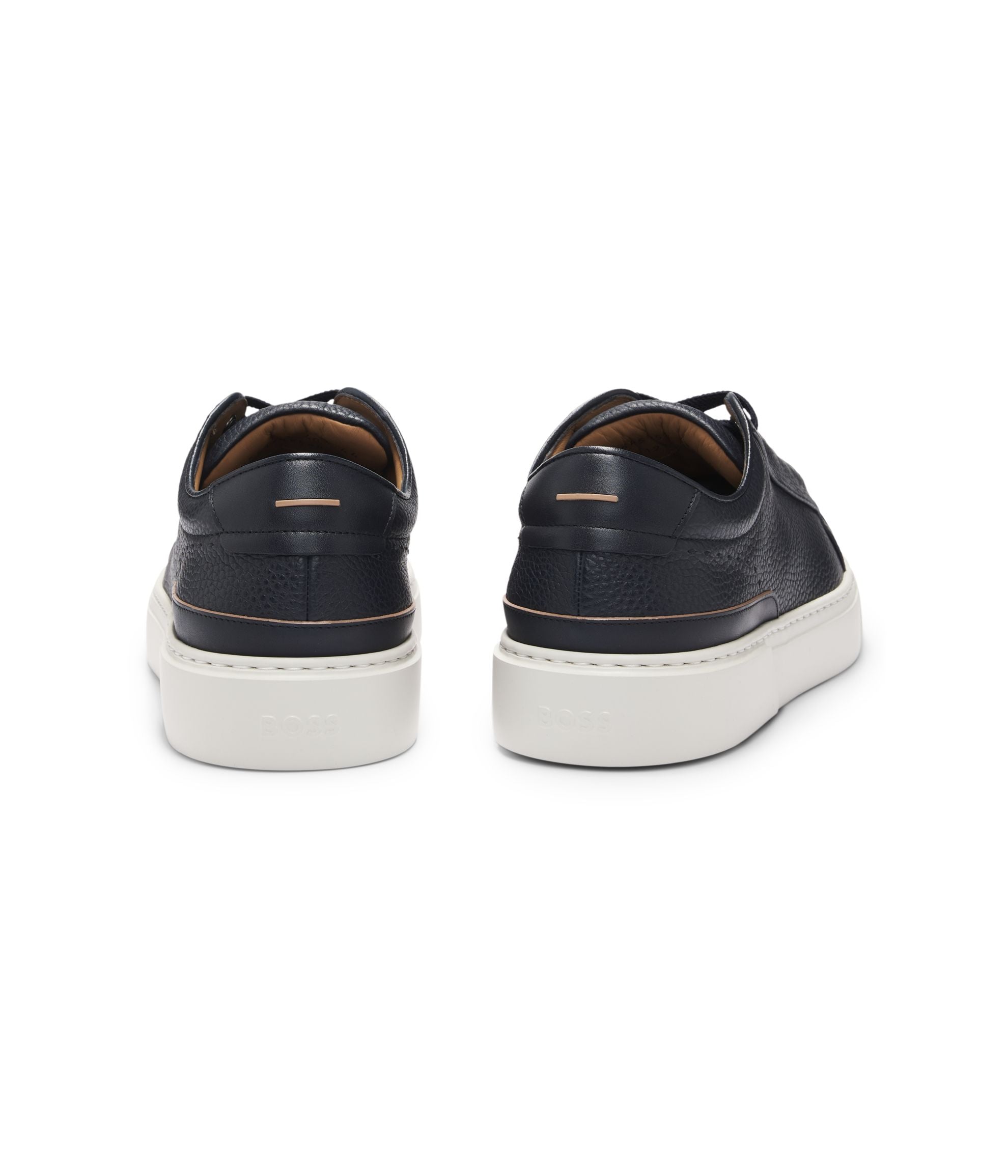 Boss Gary Trainers In Grained Leather Dark Blue Dark Blue
