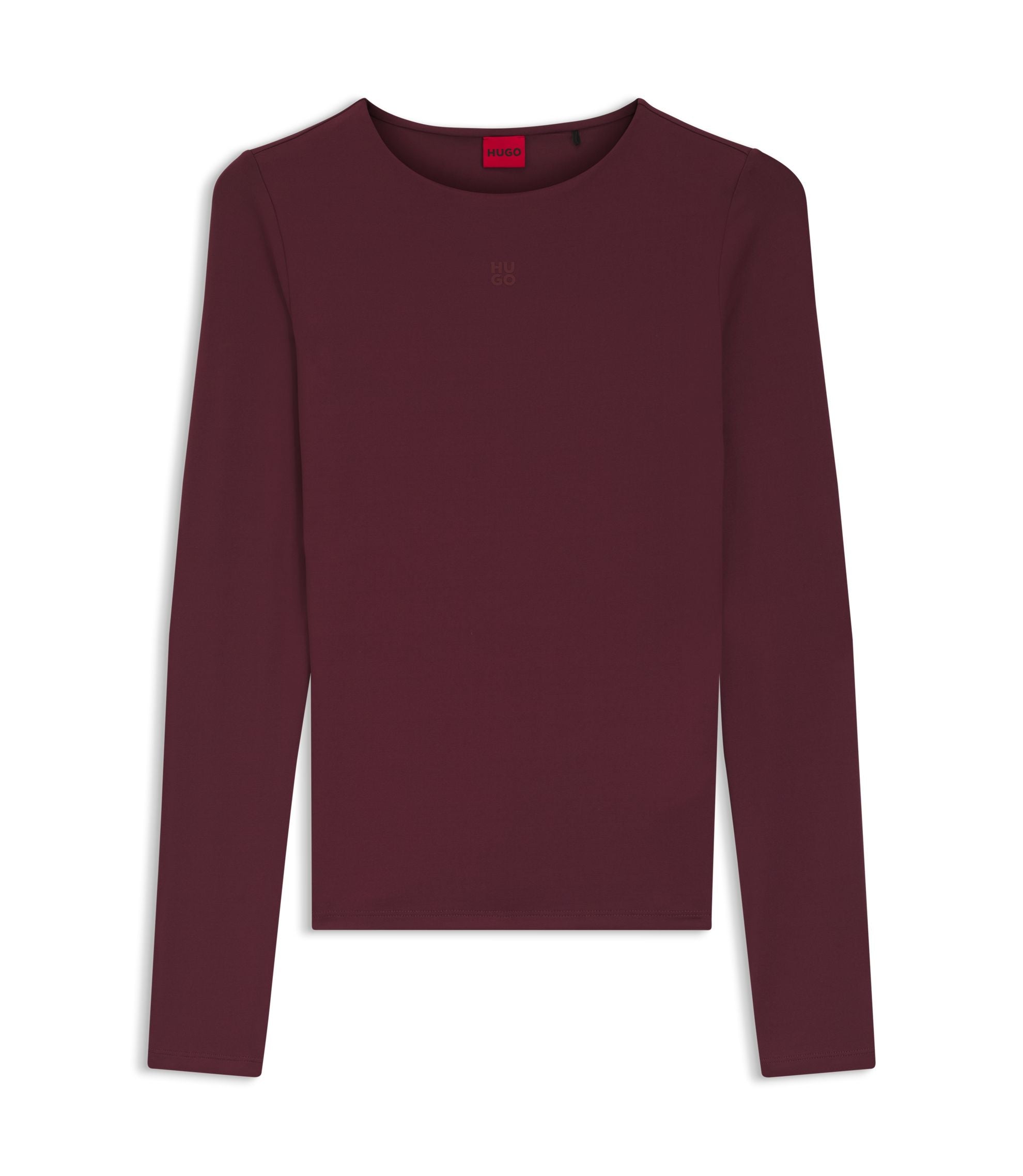 Hugo Stretch Jersey Top With Stacked Logo Print Dark Purple Women's