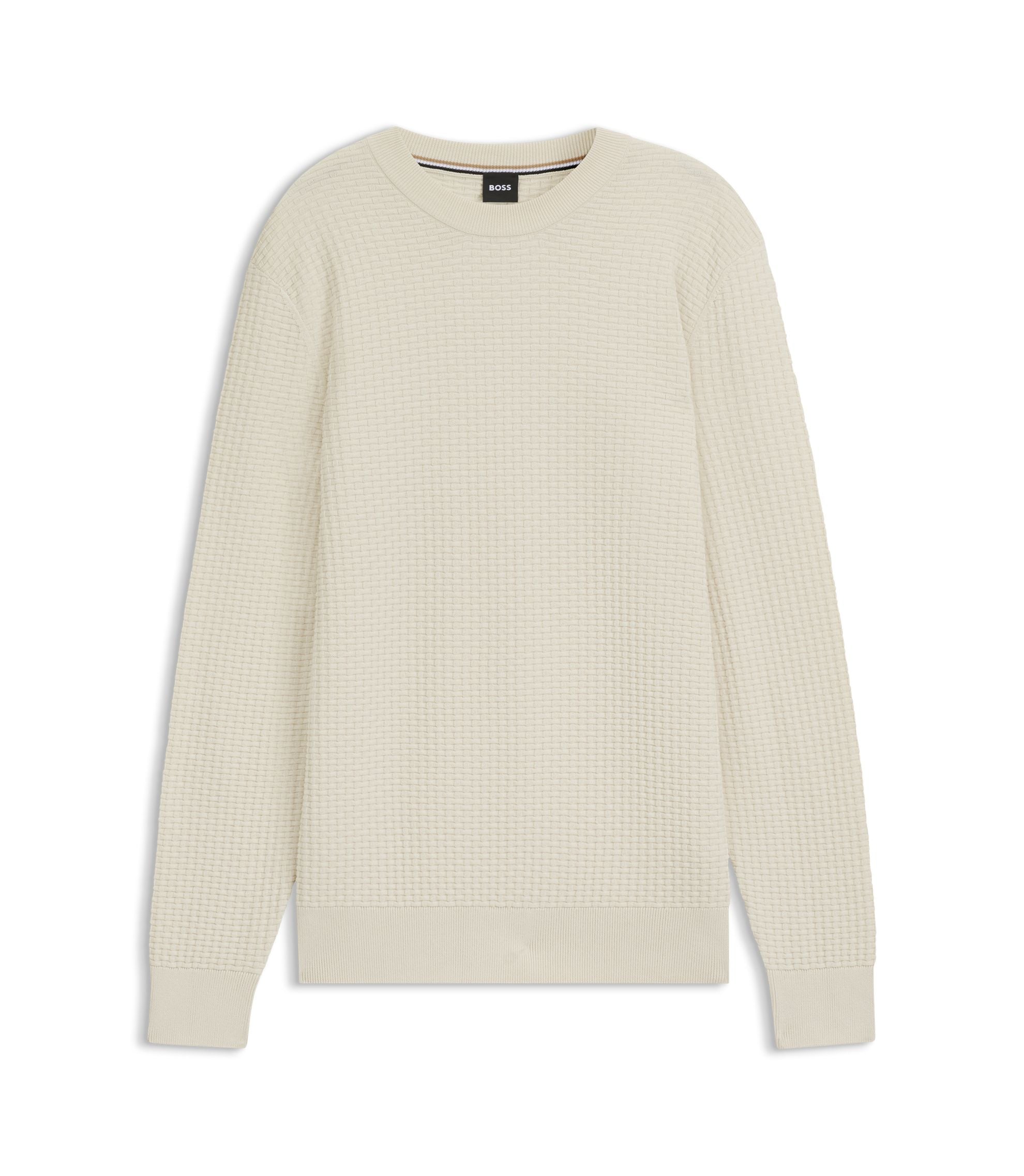 Boss Cotton Sweater With Knitted Structure White