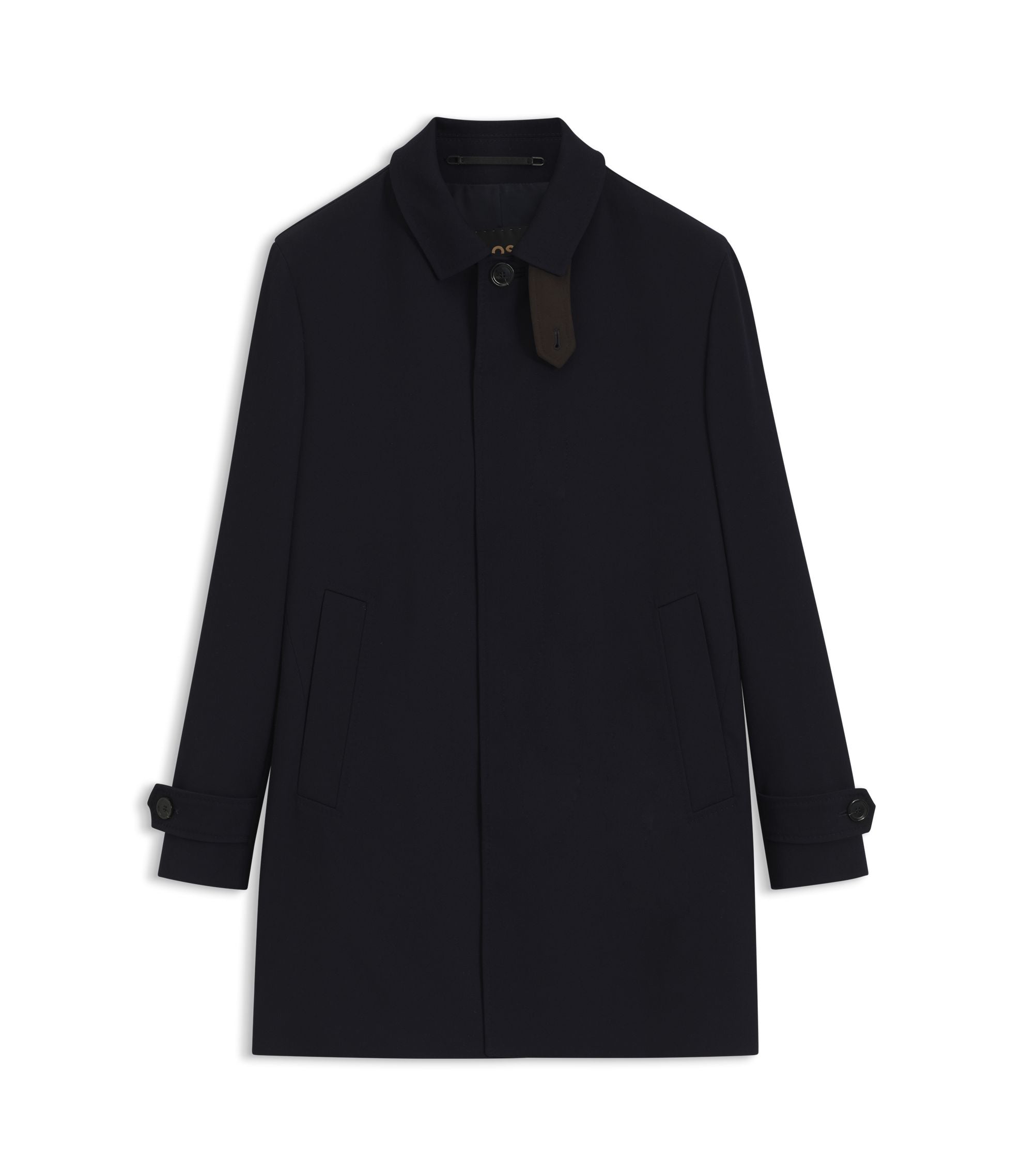 Boss Regular Fit Water Repellent Coat In Wool Dark Blue