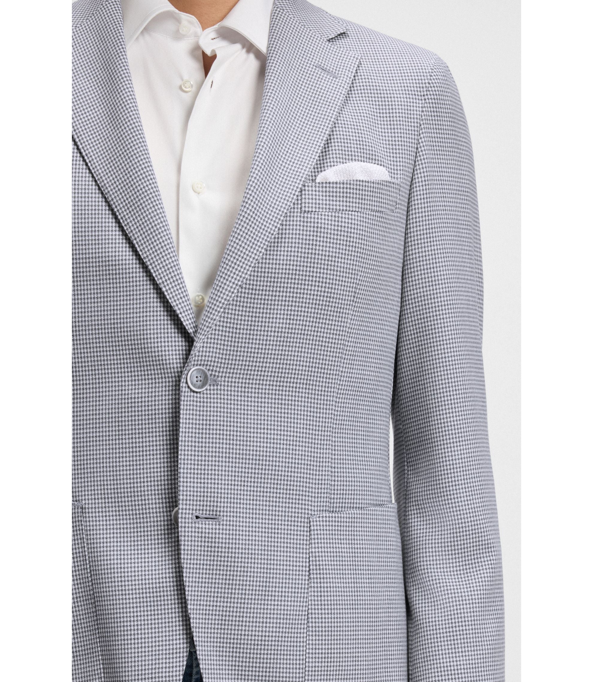 Boss Slim Fit Jacket In Virgin Wool And Silk Silver