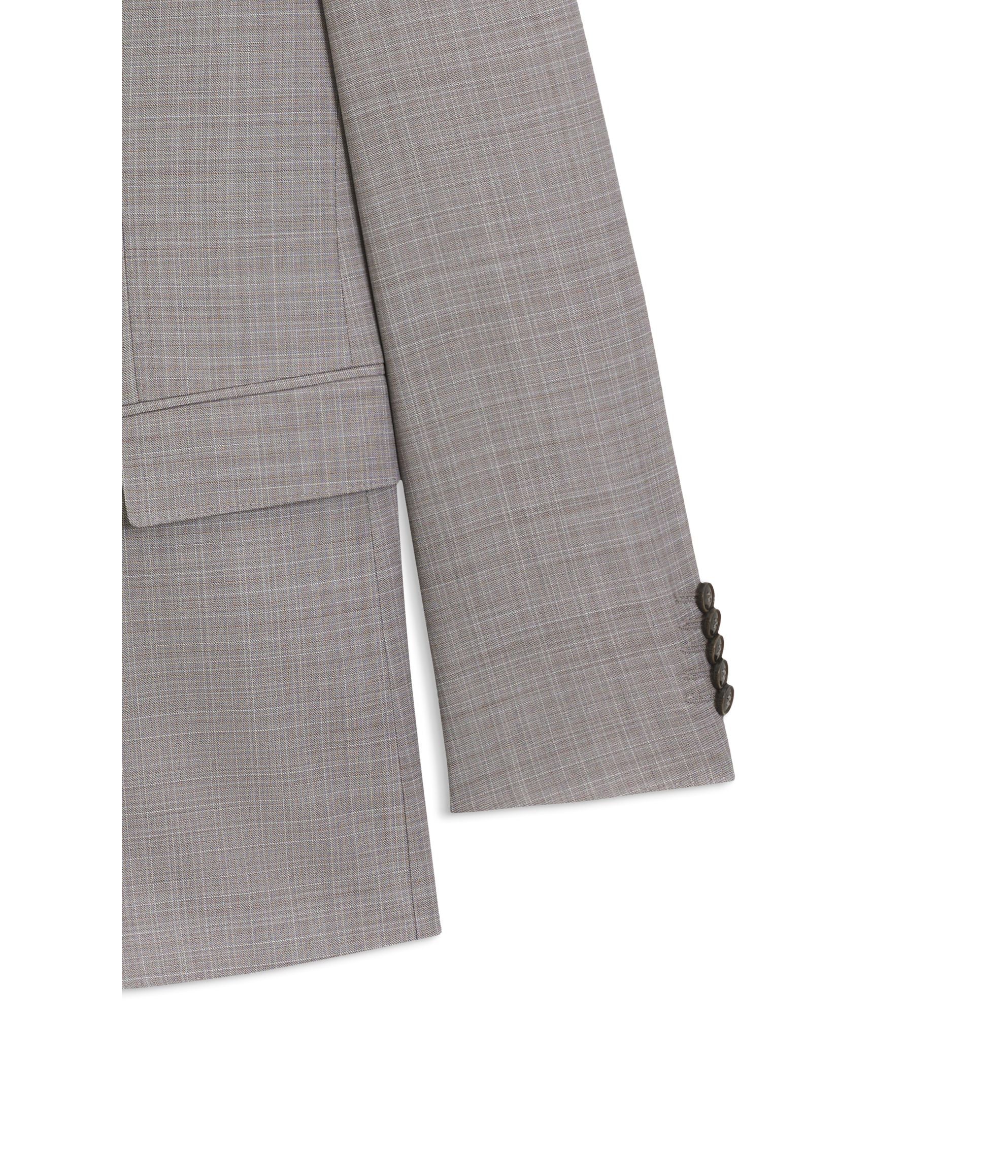Boss Checked Regular Fit Suit In Virgin Wool Grey
