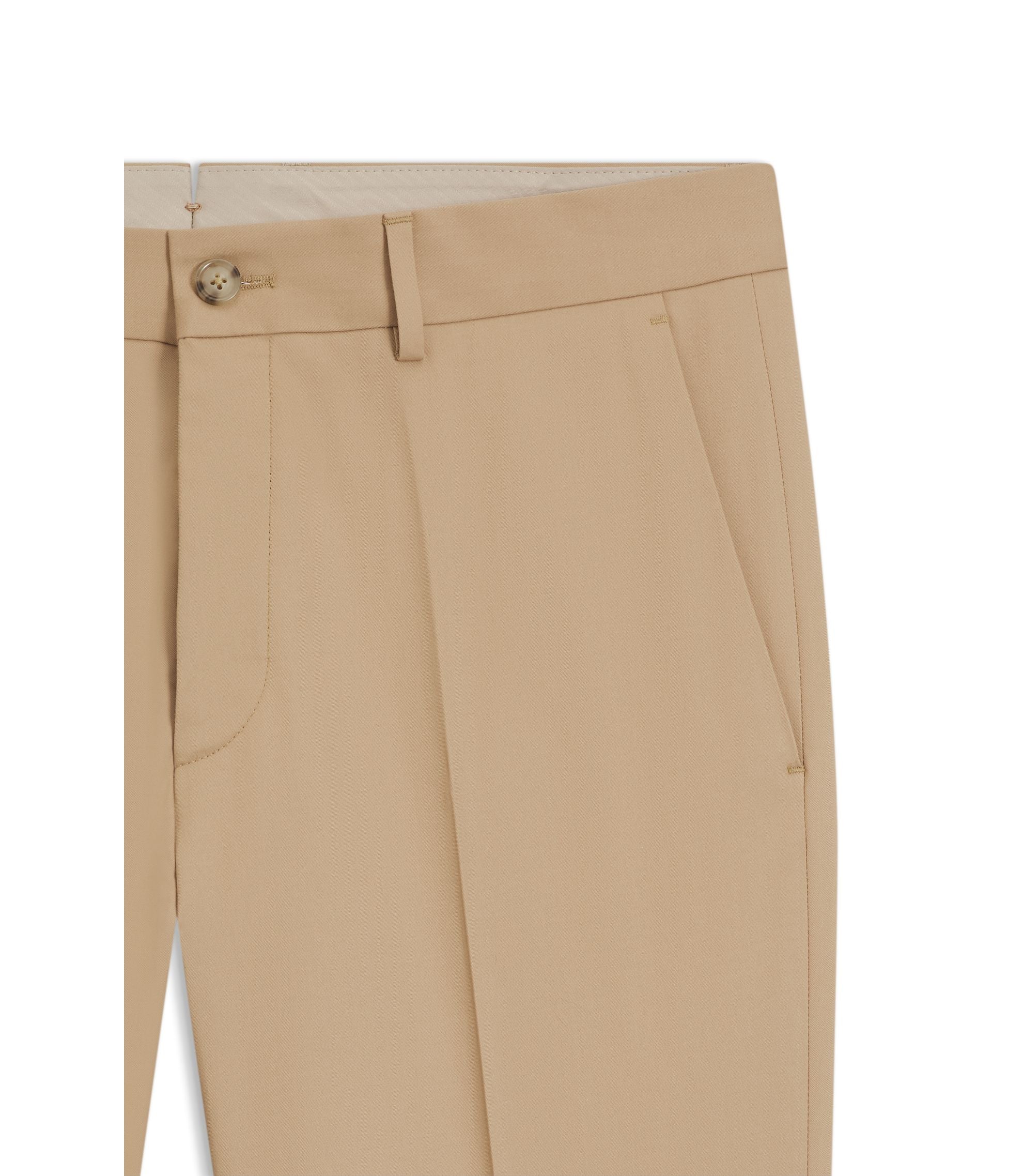 Boss Slim Fit Trousers In Cotton Silk And Stretch Beige