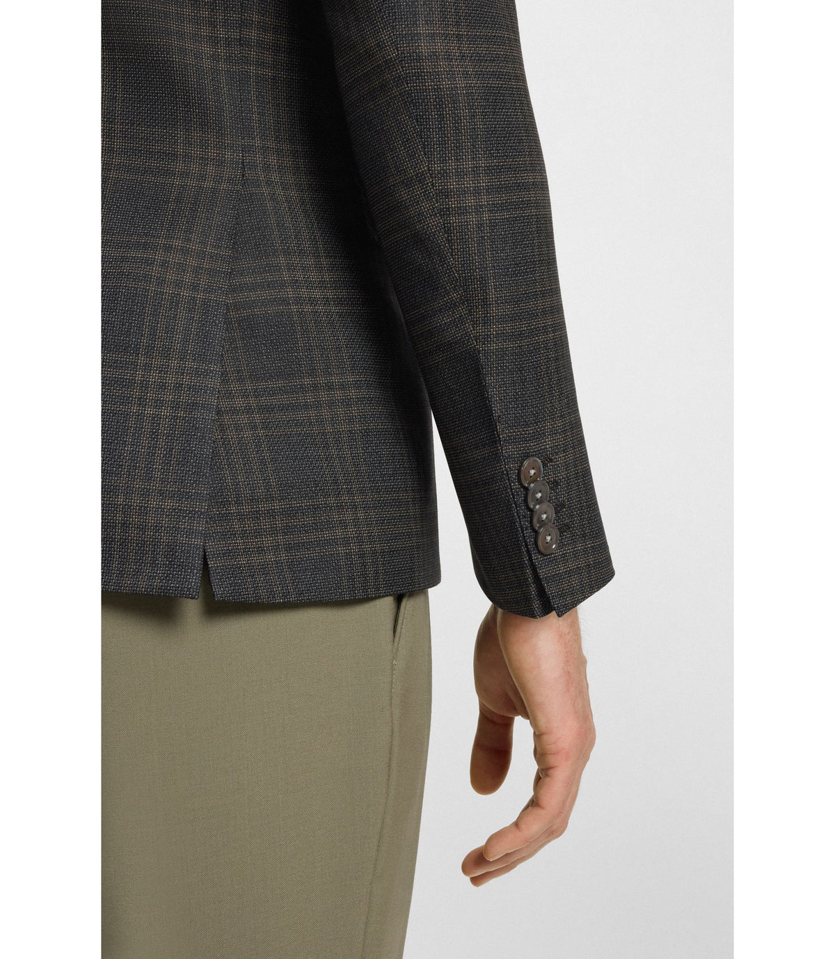 Boss Checked Slim Fit Jacket In Virgin Wool Black