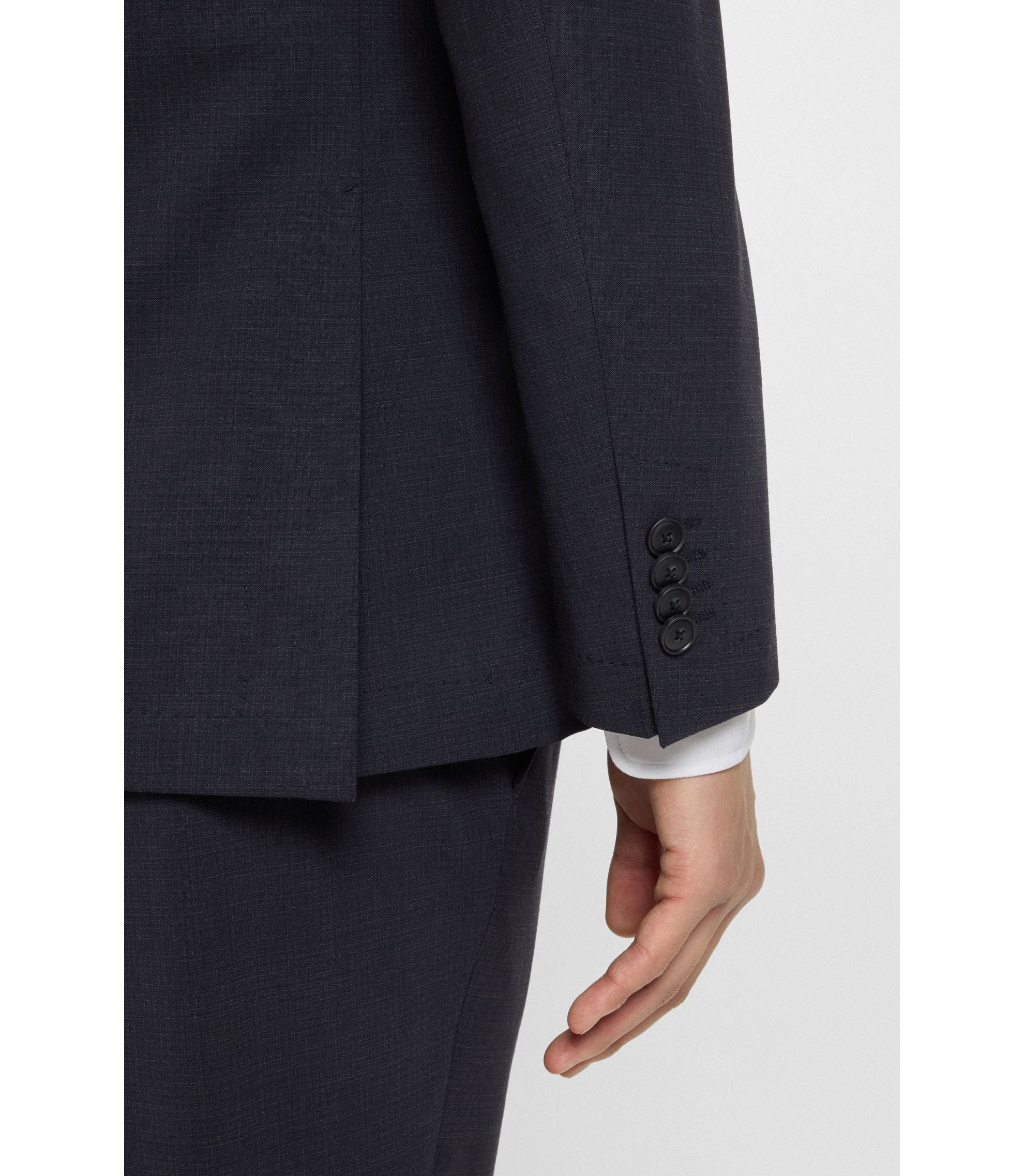 Boss Micro Patterned Slim Fit Suit In Stretch Cloth Dark Blue
