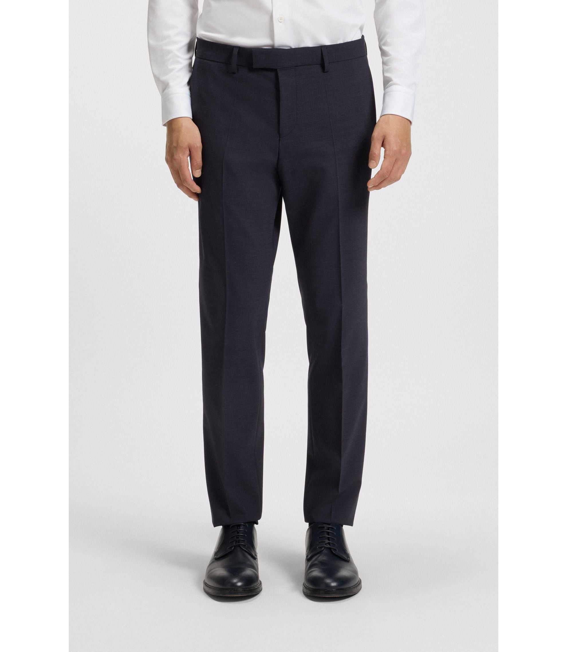Boss Micro Patterned Slim Fit Suit In Stretch Cloth Dark Blue