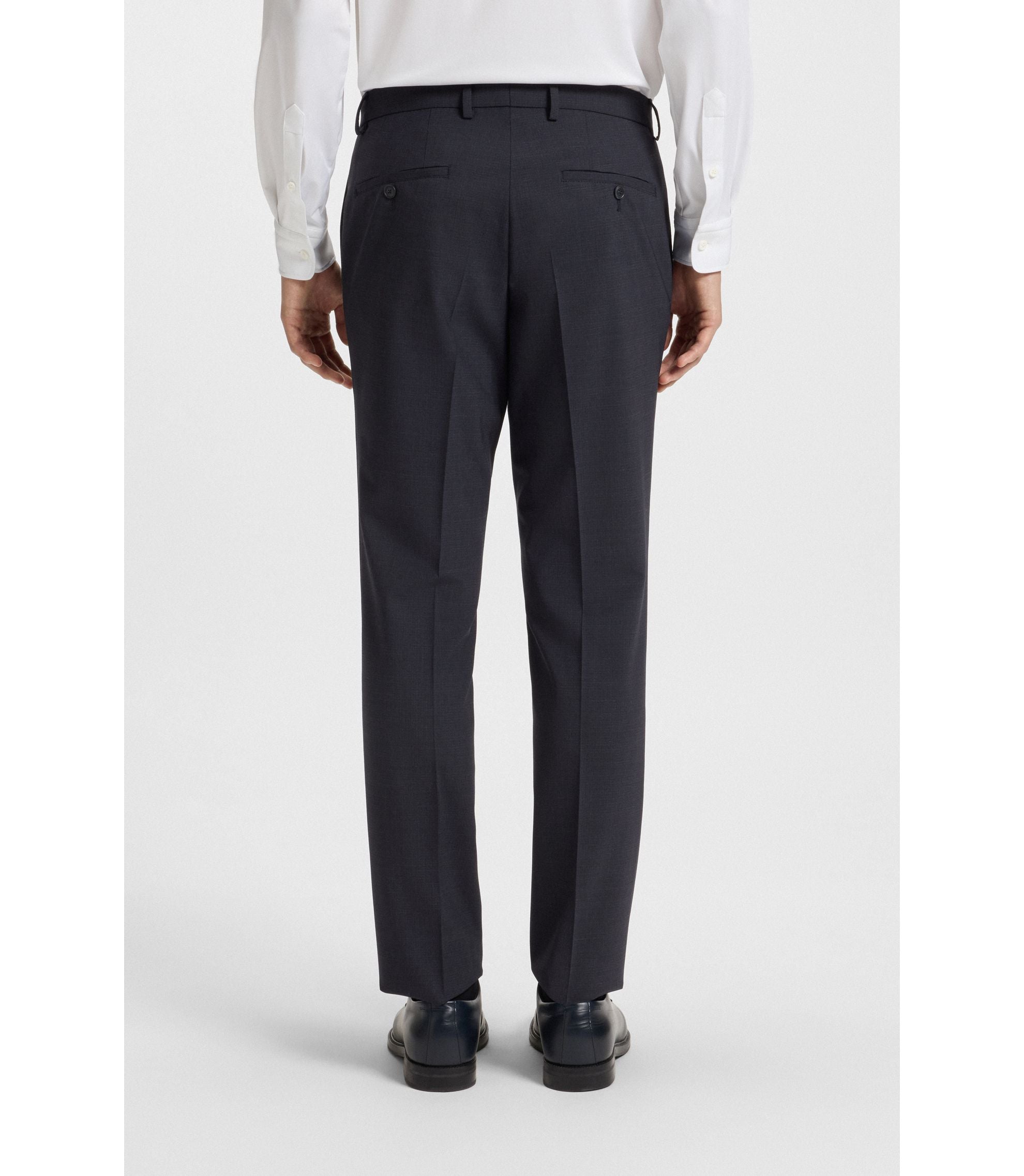 Boss Micro Patterned Slim Fit Suit In Stretch Cloth Dark Blue