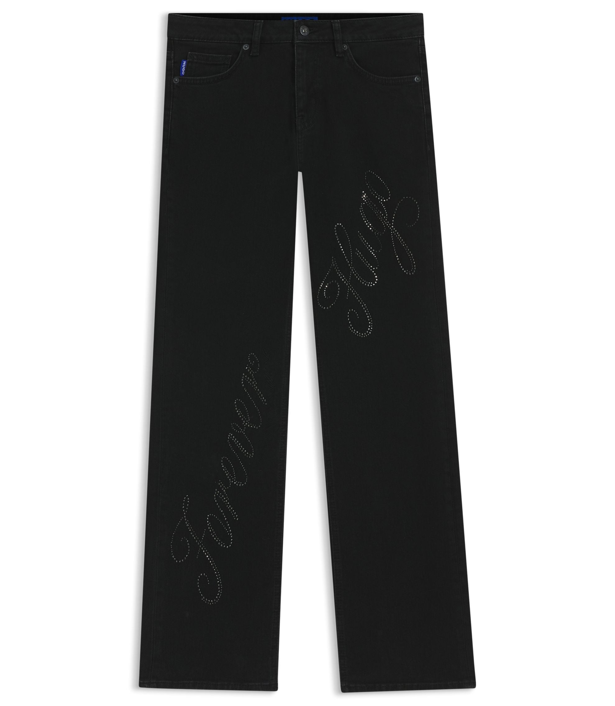 Hugo Slim Fit Jeans With Rhinestone Logos Black Women's