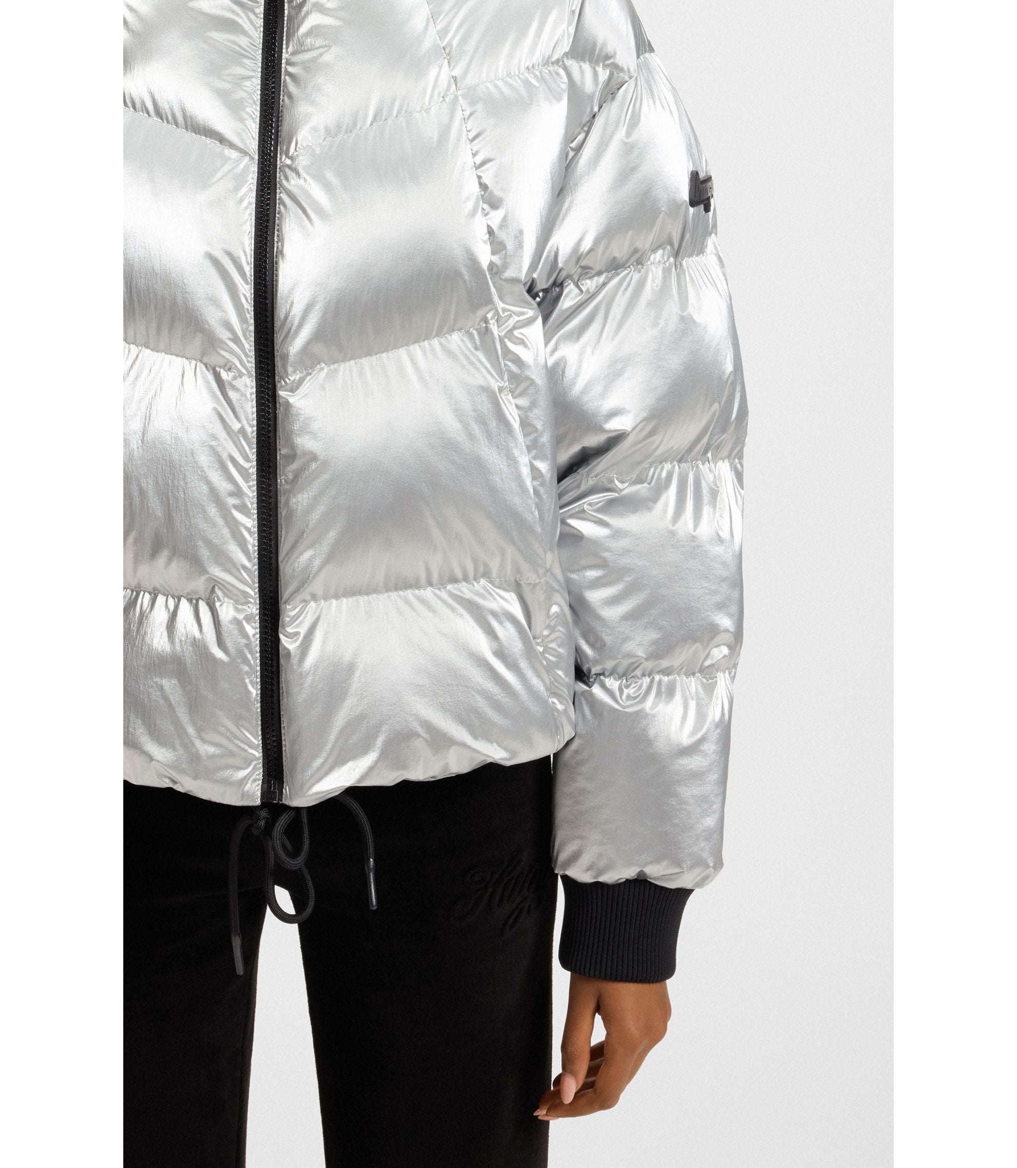 Hugo Puffer Jacket With Silicone Logo Badge Patterned Women's