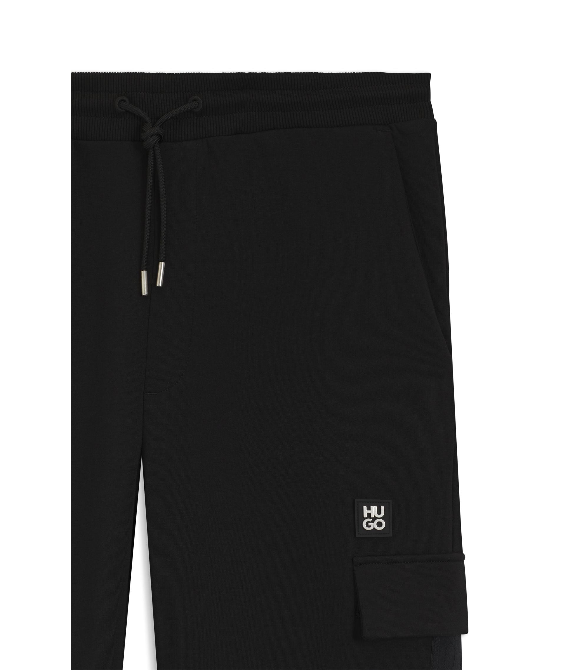 Hugo Geometric Tape Tracksuit Bottoms In A Cotton Blend Black