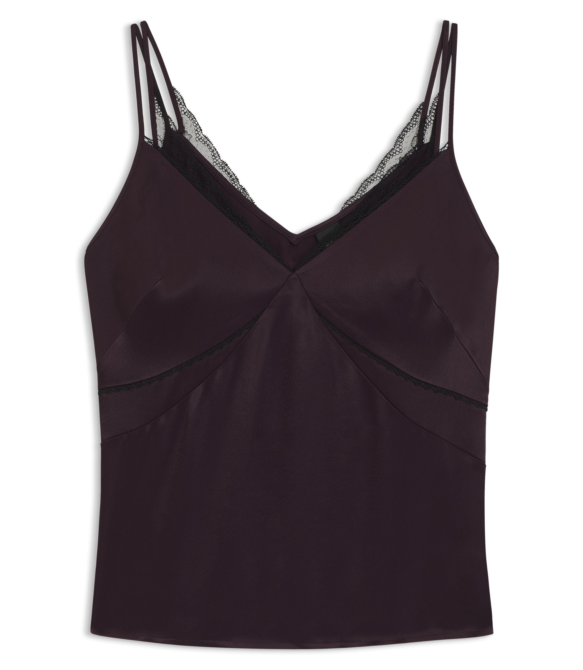Boss Lace Trim Camisole In Satin Light Purple Women's