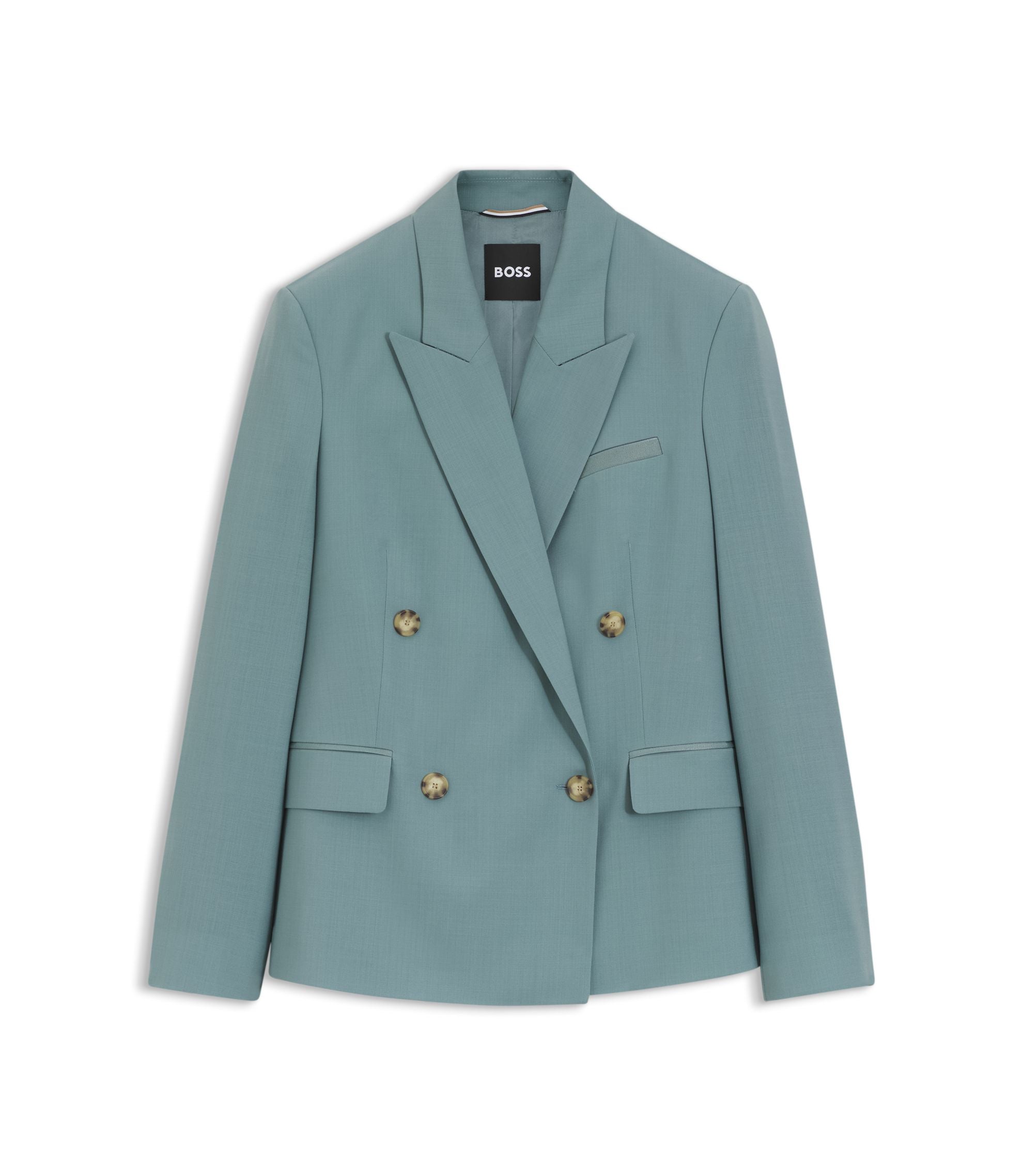 Boss Regular Fit Blazer In Virgin Wool Blue Women's