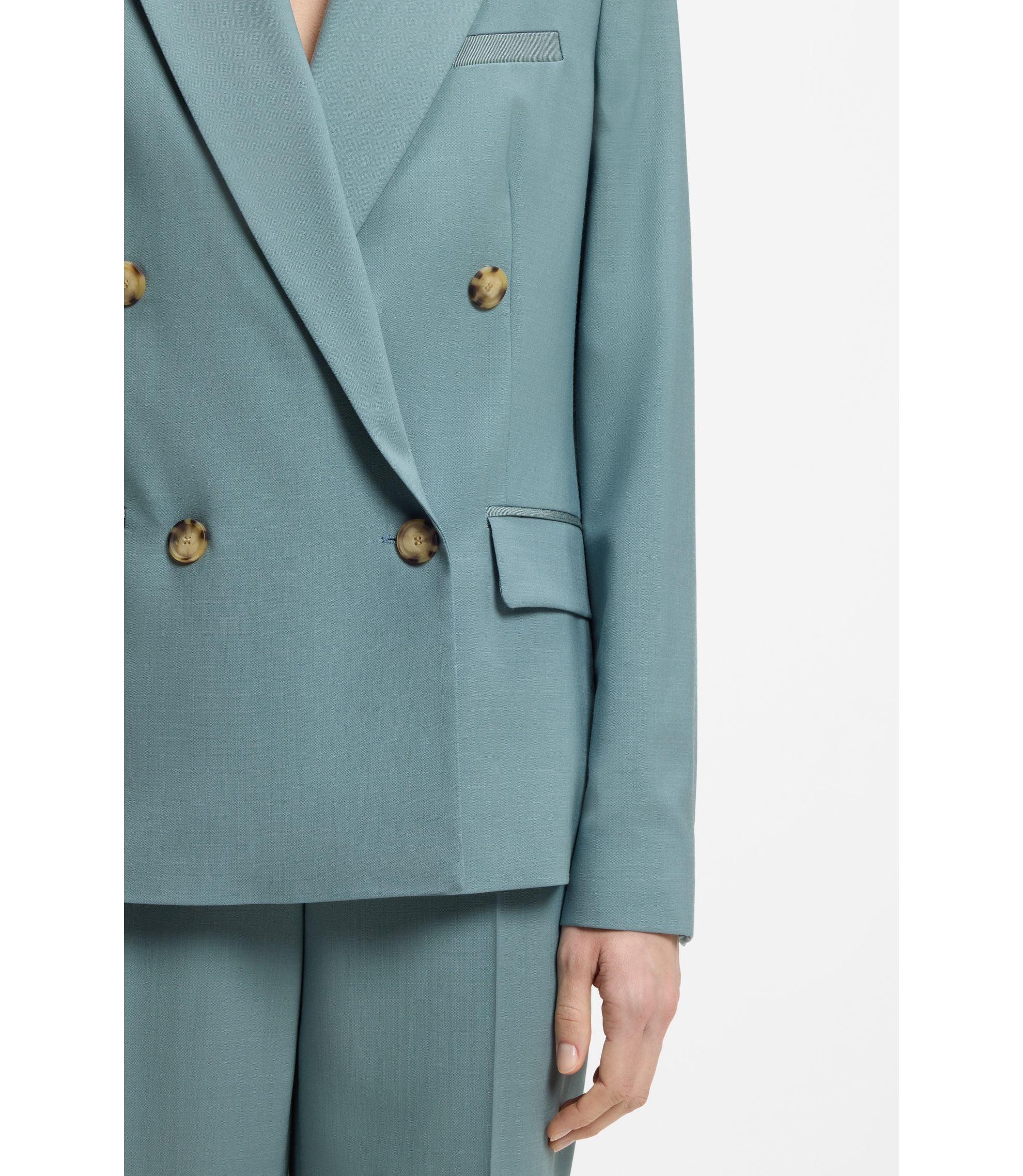 Boss Regular Fit Blazer In Virgin Wool Blue Women's