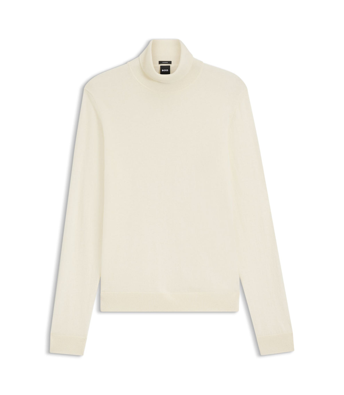 Boss Rollneck Sweater In Cashmere White