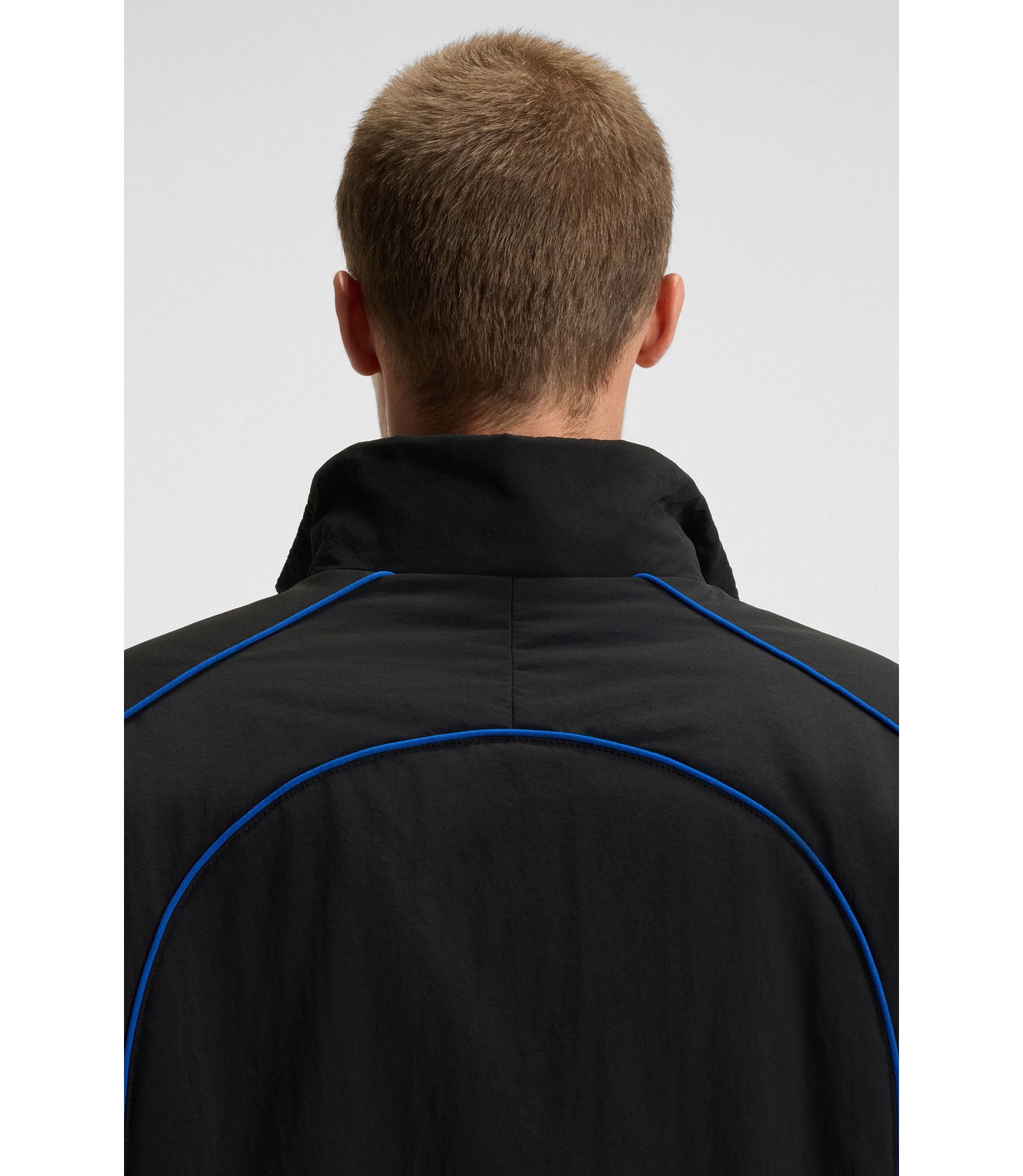 Hugo Contrast Piping Jacket With Water Repellent Finish Black