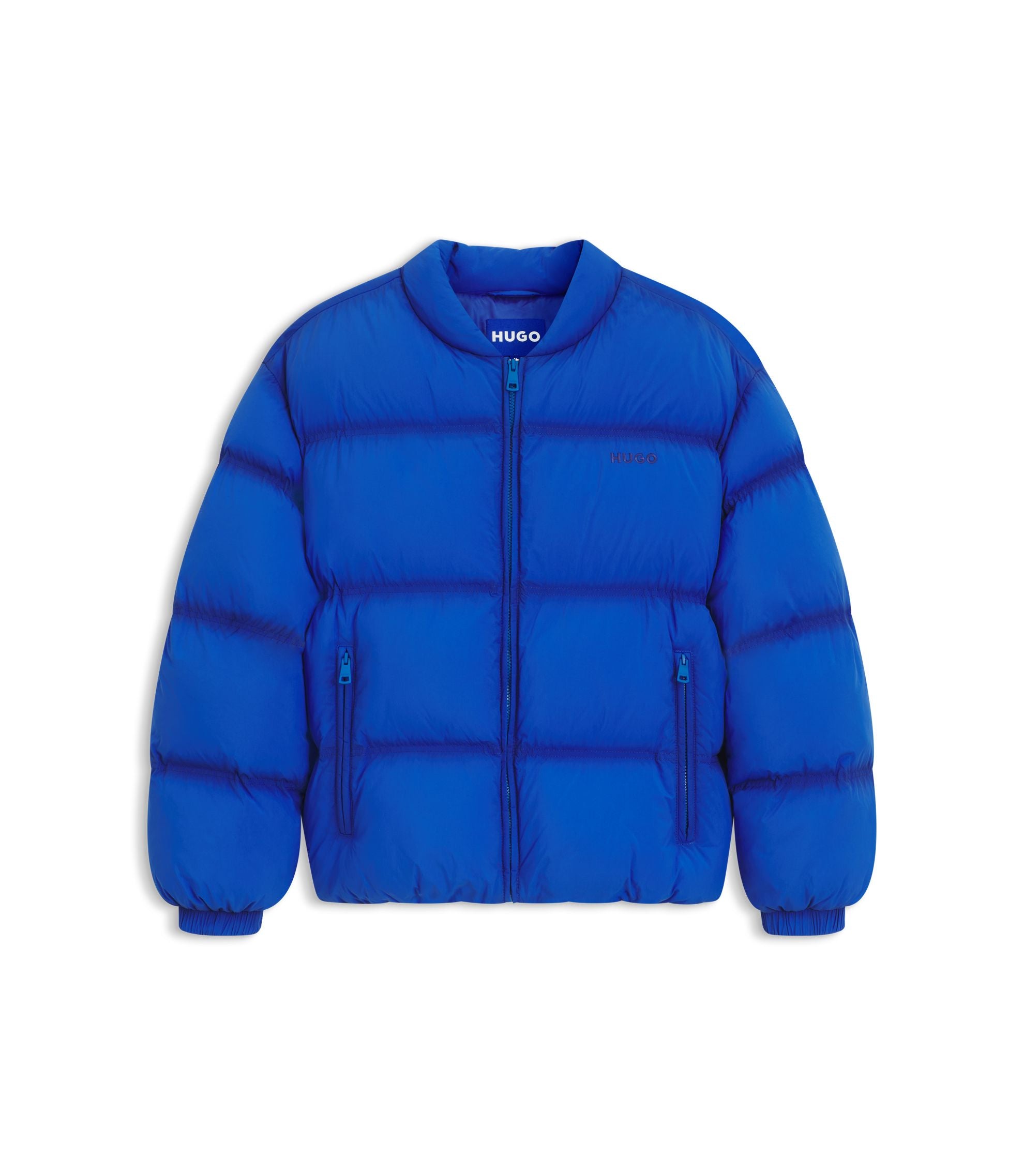 Hugo Embroidered Logo Puffer Jacket With Water Repellent Finish Light Blue