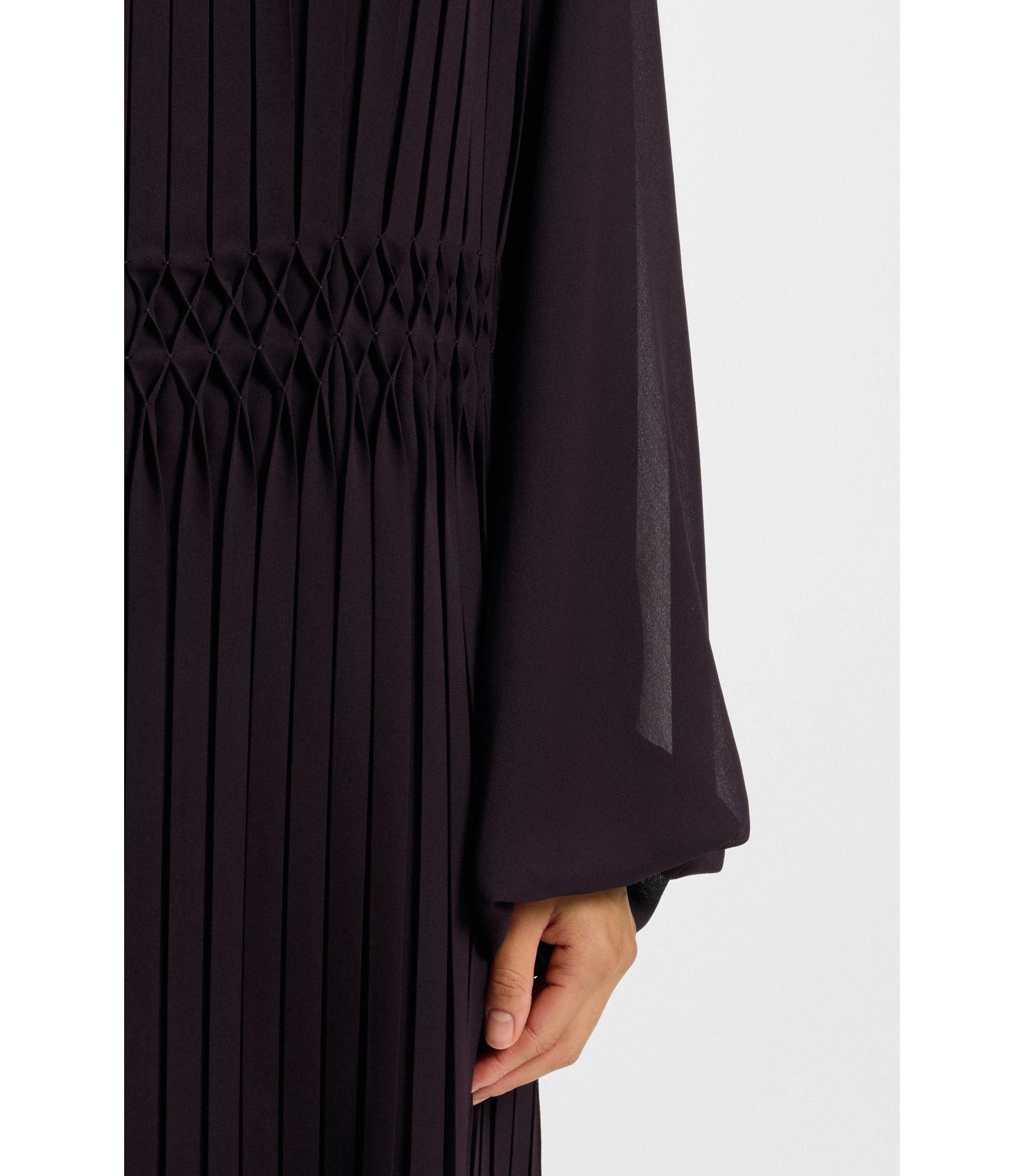 Boss Smocked Waistband Dress With Pliss Pleats Light Purple Women's