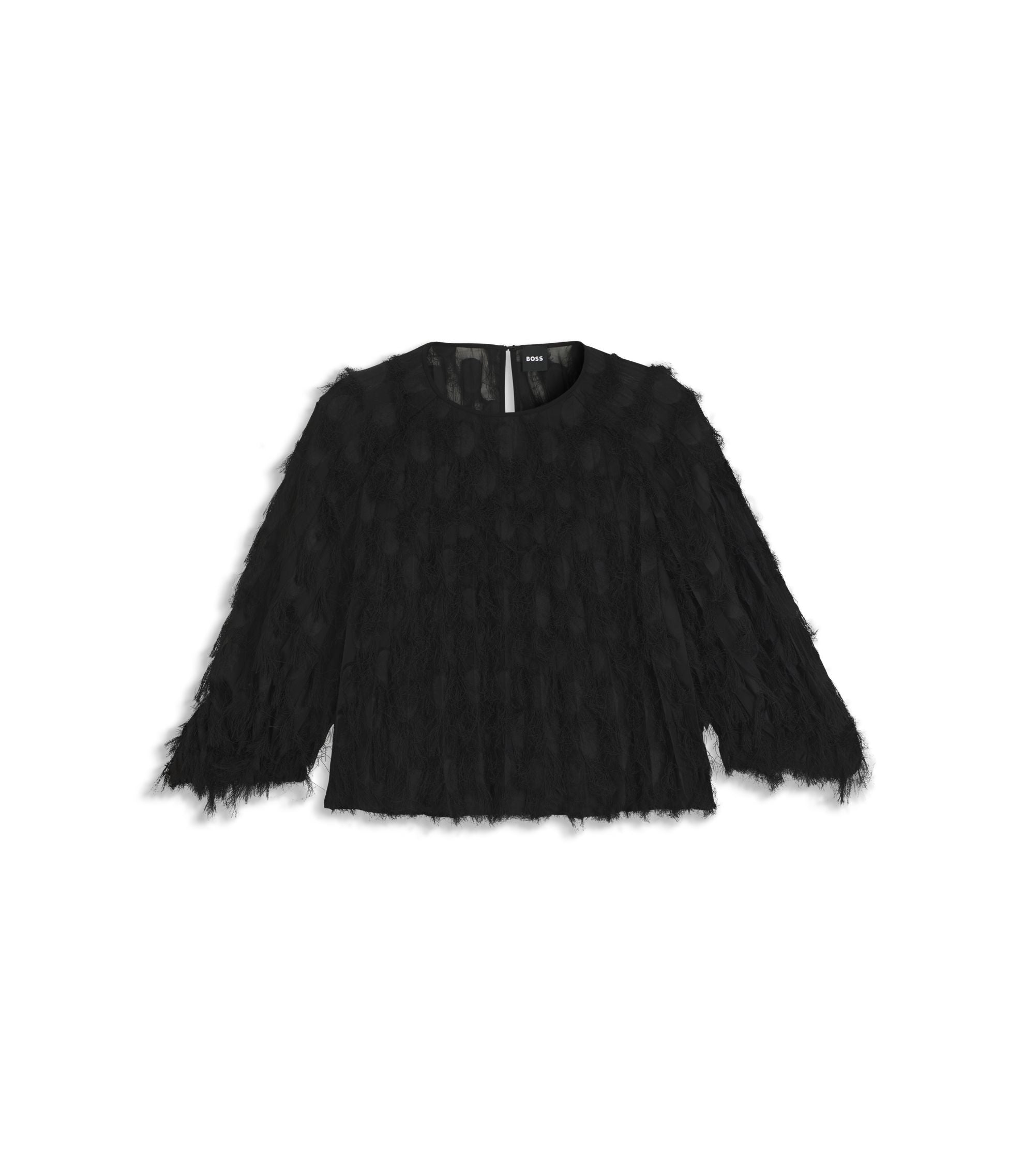 Boss Relaxed Fit Blouse In Feather Jacquard Black Women's