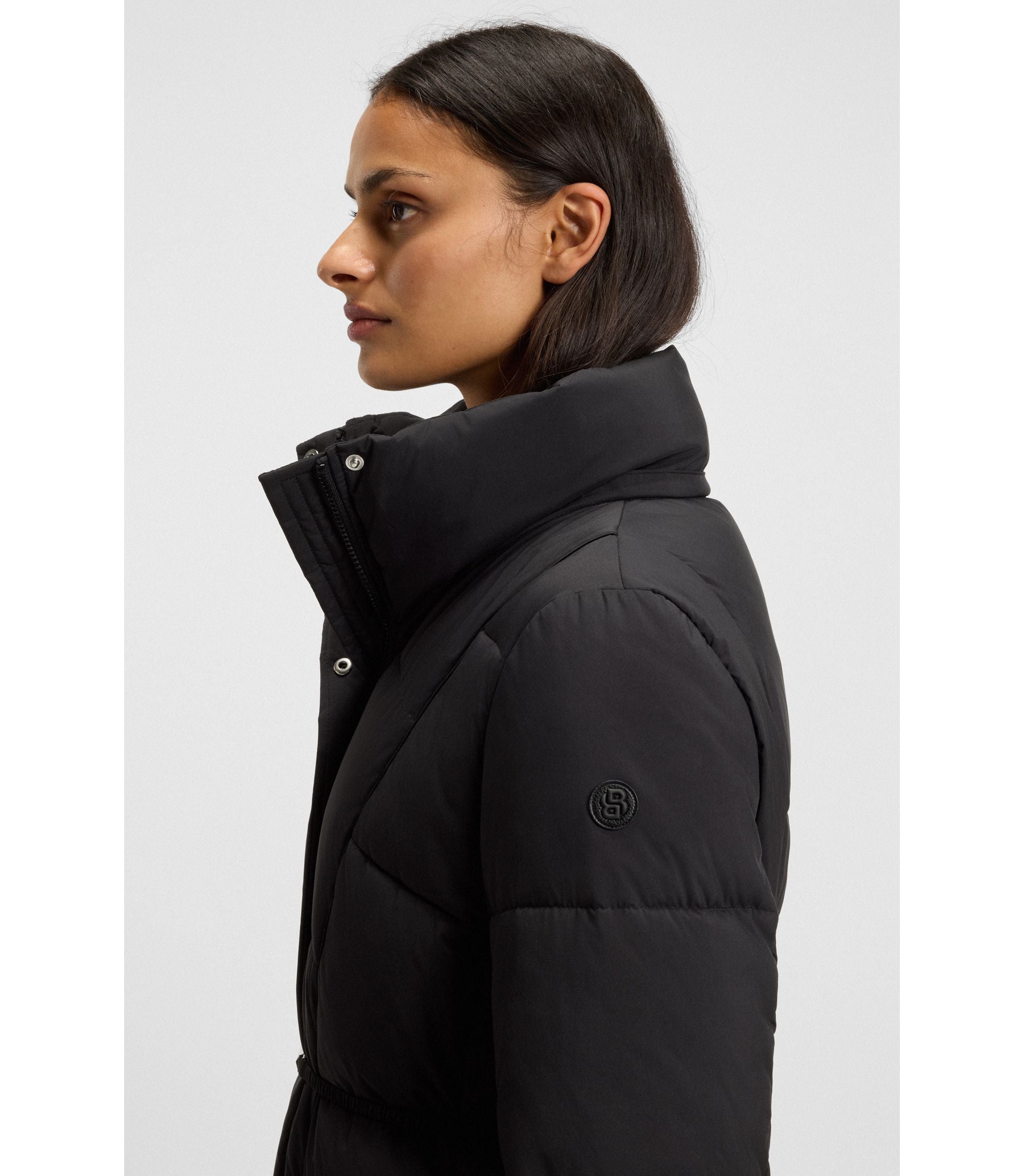 Boss Padded Jacket With Metal Belt Detail Black Women's