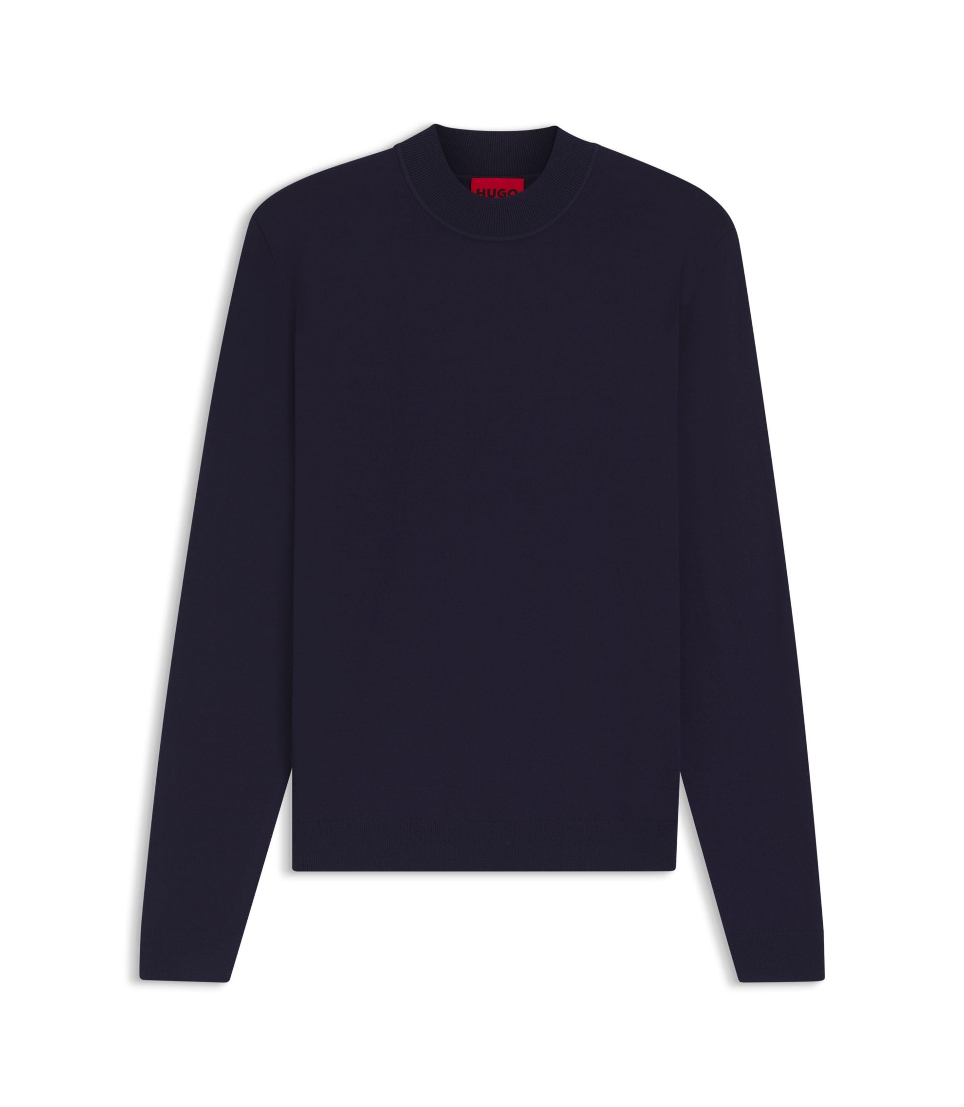 Hugo High Neck Sweater In A Slim Fit Dark Blue