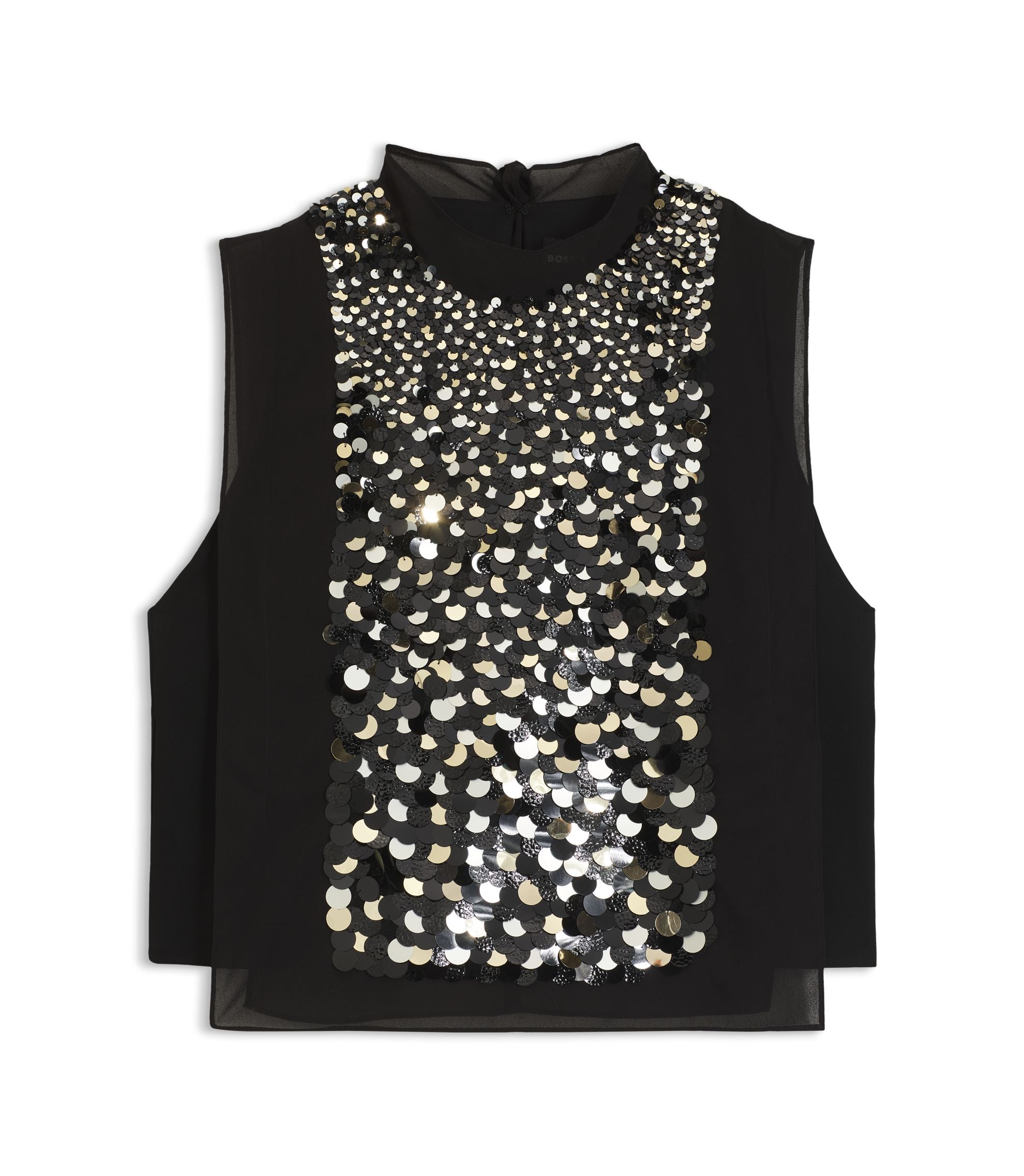 Boss Regular Fit Blouse With Sequin Embellishments Black Women's