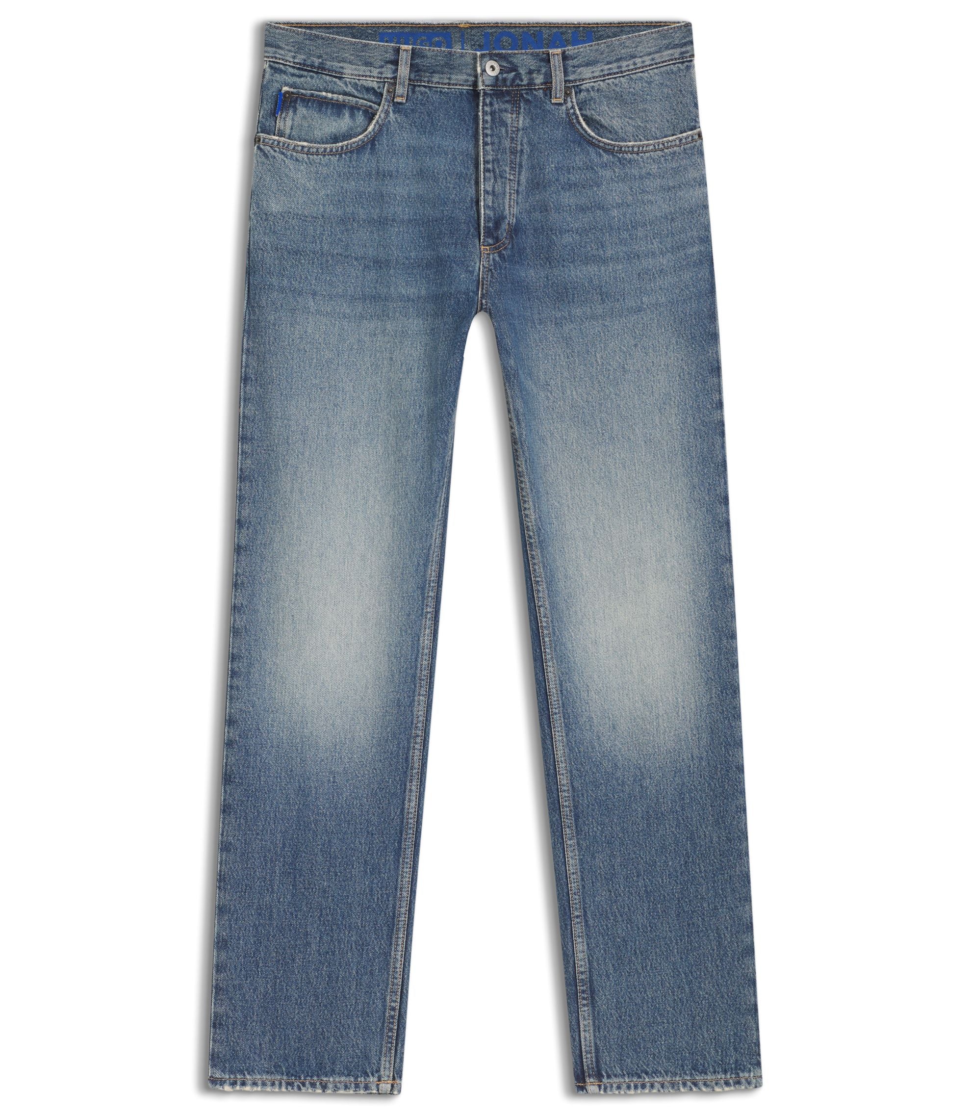 Hugo Blue Regular Fit Jeans In Whiskered Denim Blue