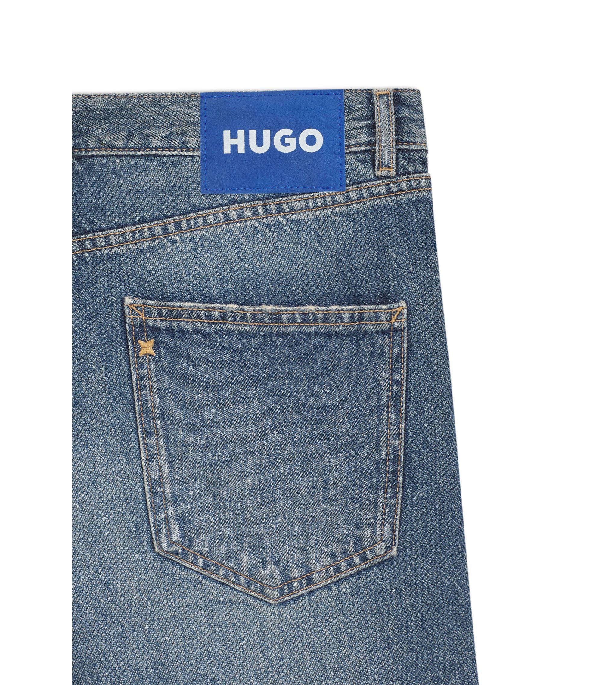 Hugo Blue Regular Fit Jeans In Whiskered Denim Blue