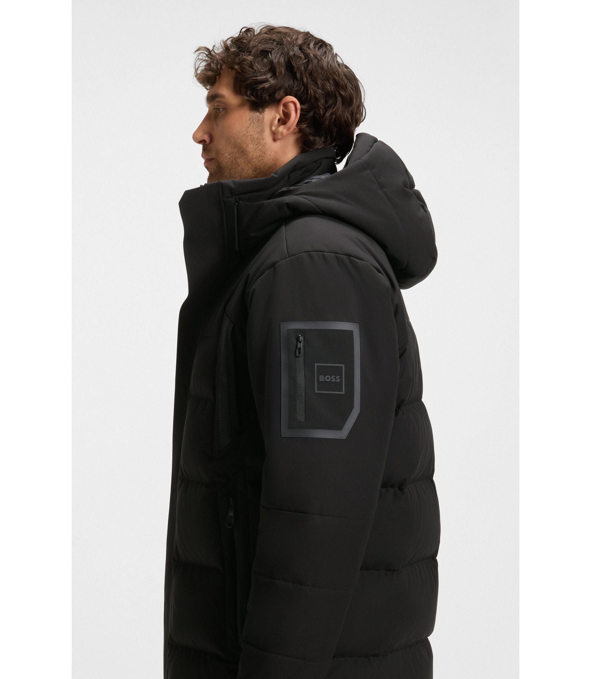 Boss Water Repellent Parka Jacket With Down Filling Black