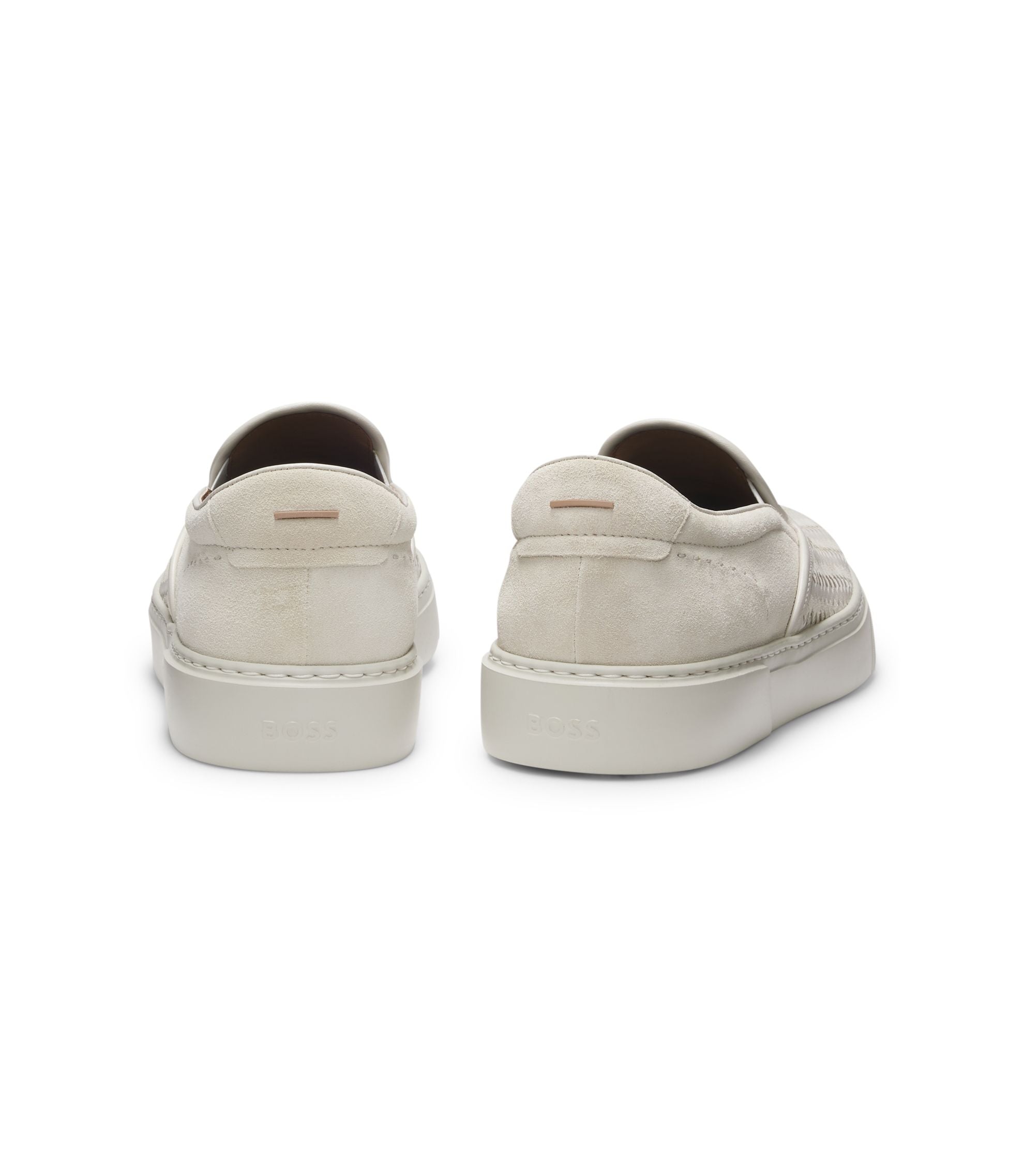 Boss Gary Trainers With Plain And Woven Suede White White