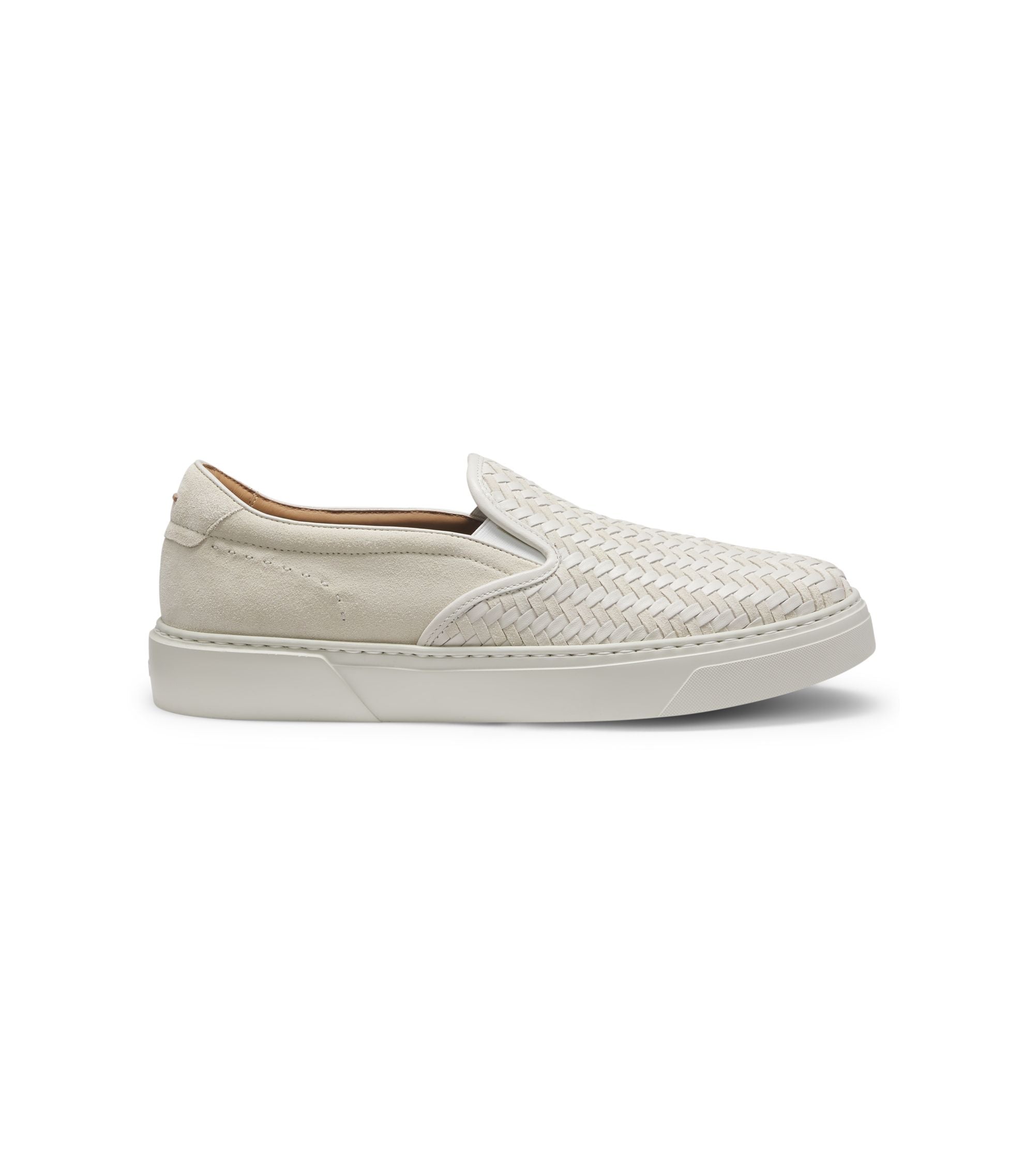 Boss Gary Trainers With Plain And Woven Suede White White