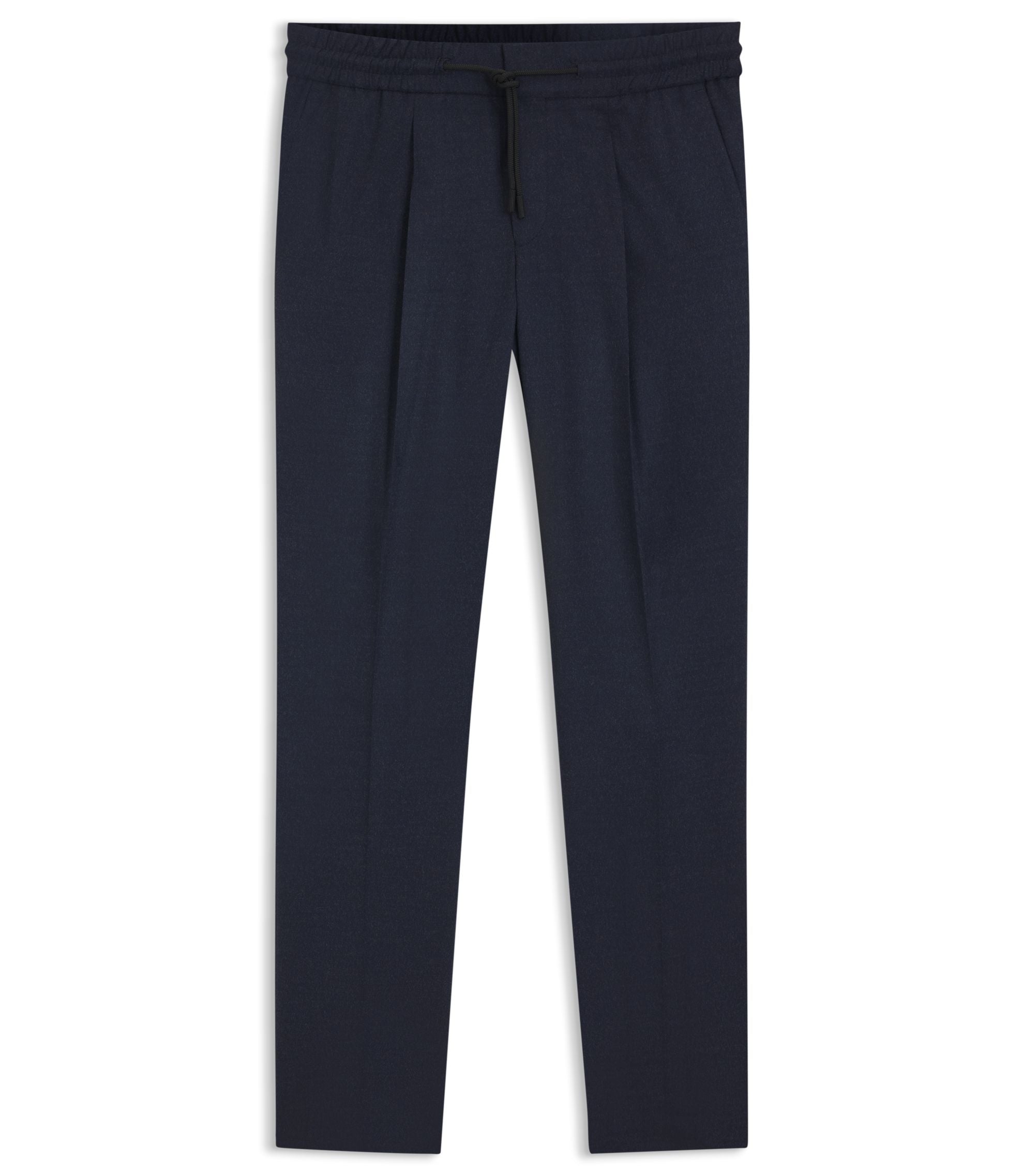 Hugo Melange Slim Fit Trousers In Stretch Flannel Dark Blue