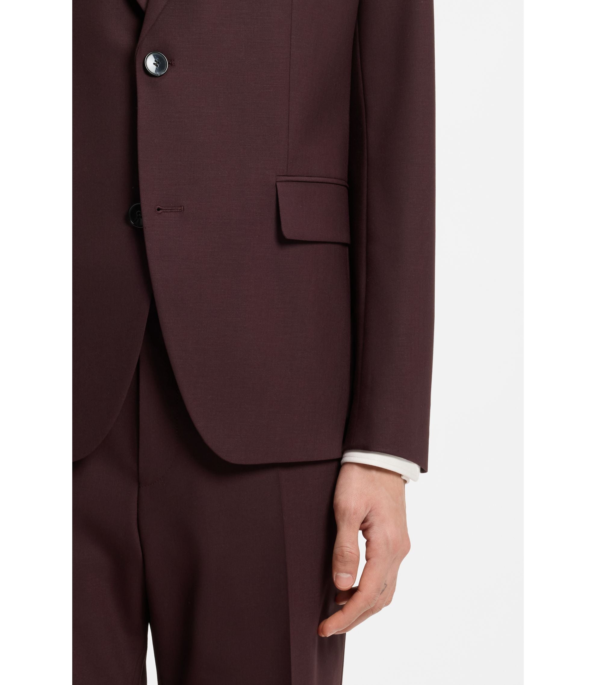 Hugo Modern Fit Jacket In Wool Blend Poplin Light Brown