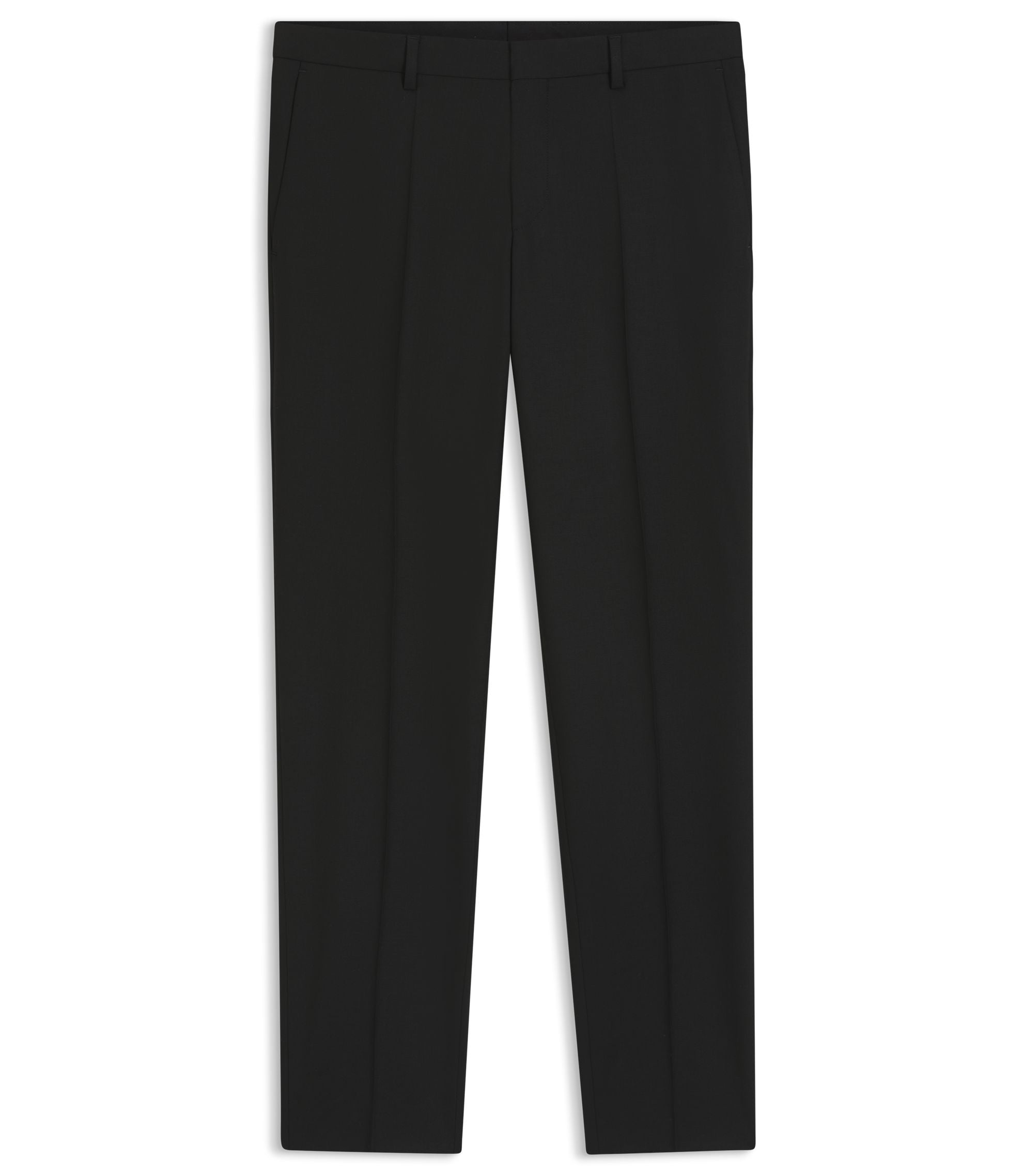 Hugo Slim Fit Trousers In Wool Blend Poplin Black